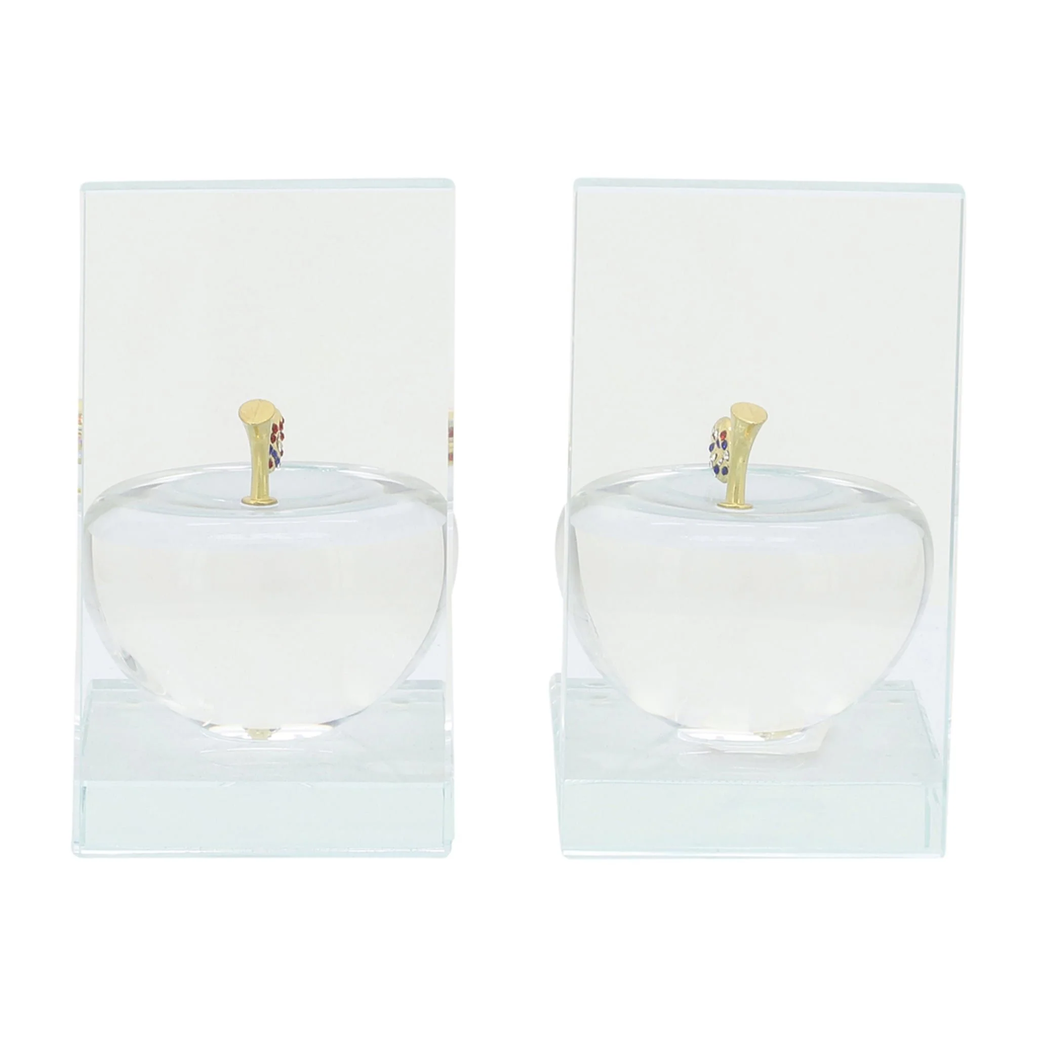 S/2 Crystal Apple Bookends, Clear - Image 5