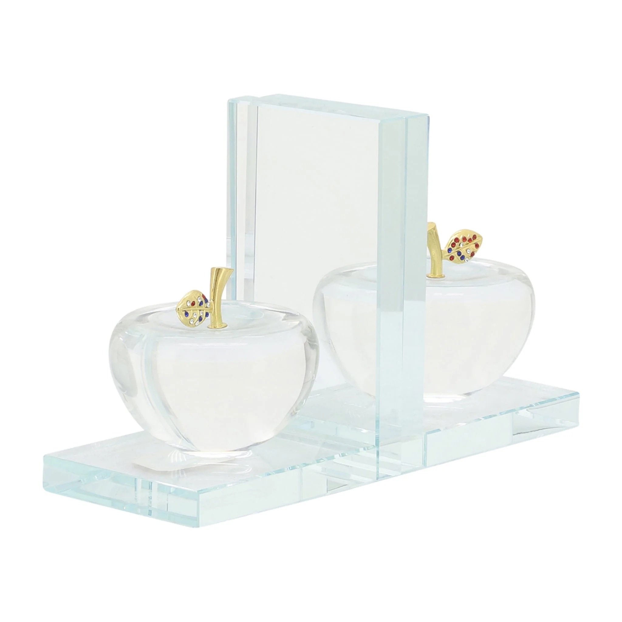 S/2 Crystal Apple Bookends, Clear - Image 8