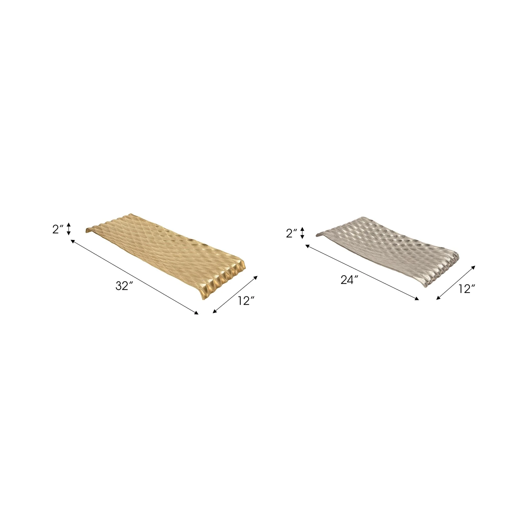 S/2 Decorative Hammered Metal Tray, Gold/silver - Image 8
