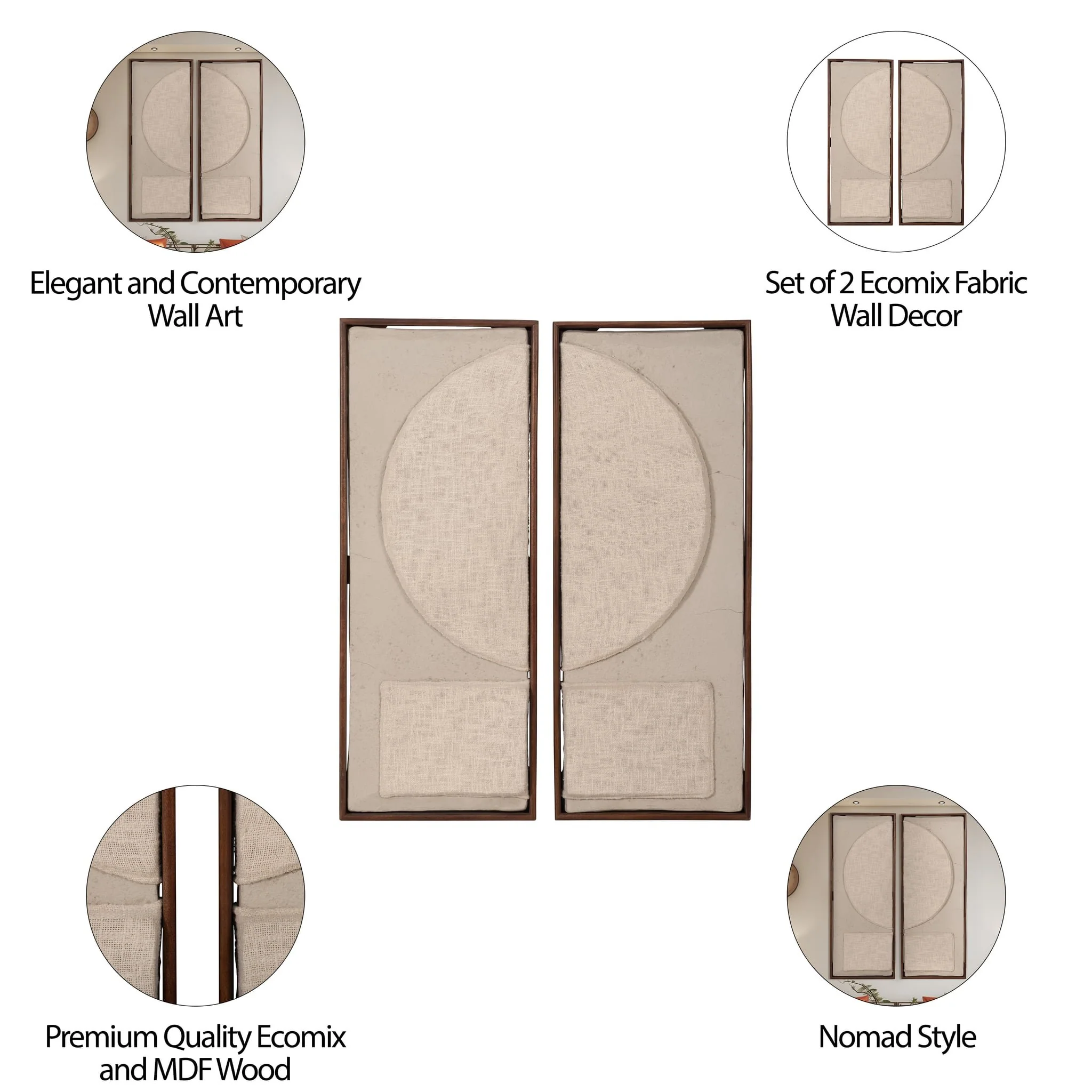S/2 Ecomix Fabric Wall Decor, Cream - Image 9