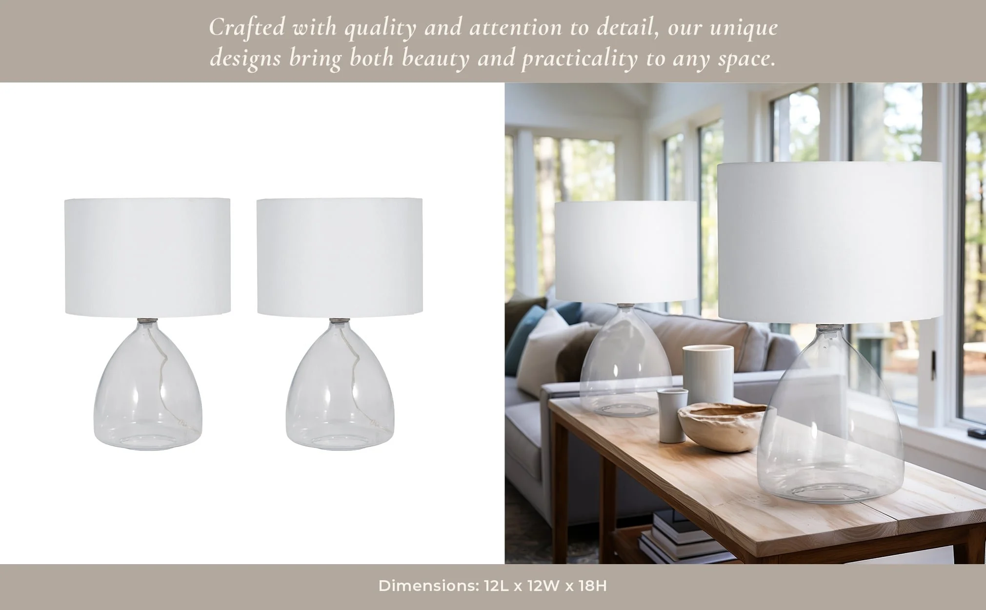 S/2 Glass 18" Table Lamp, Clear - Image 10