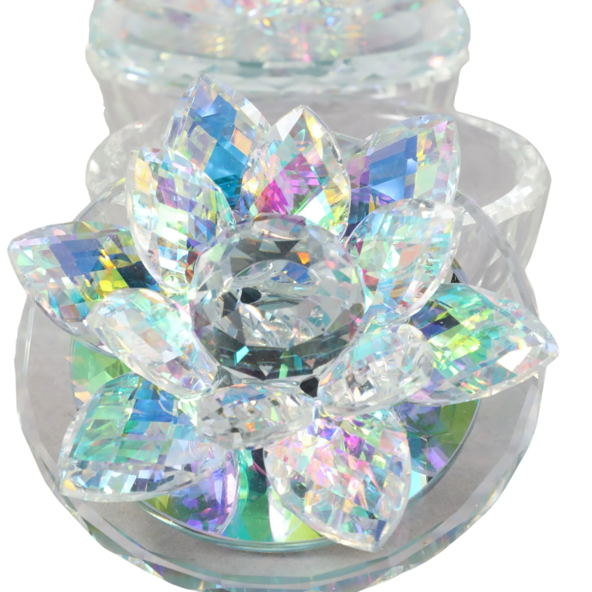 S/2 Glass Trinket Box Clear W/rainbow - Image 6