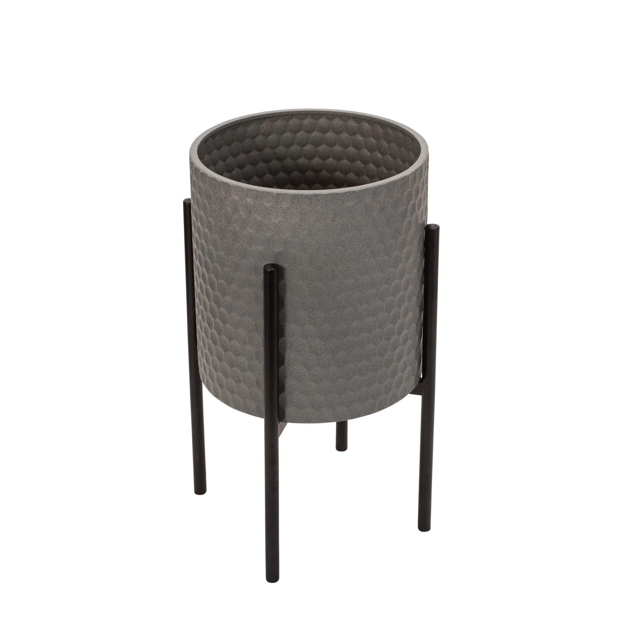 S/2 Honeycomb Planter On Metalstand, Gray/blk - Image 3
