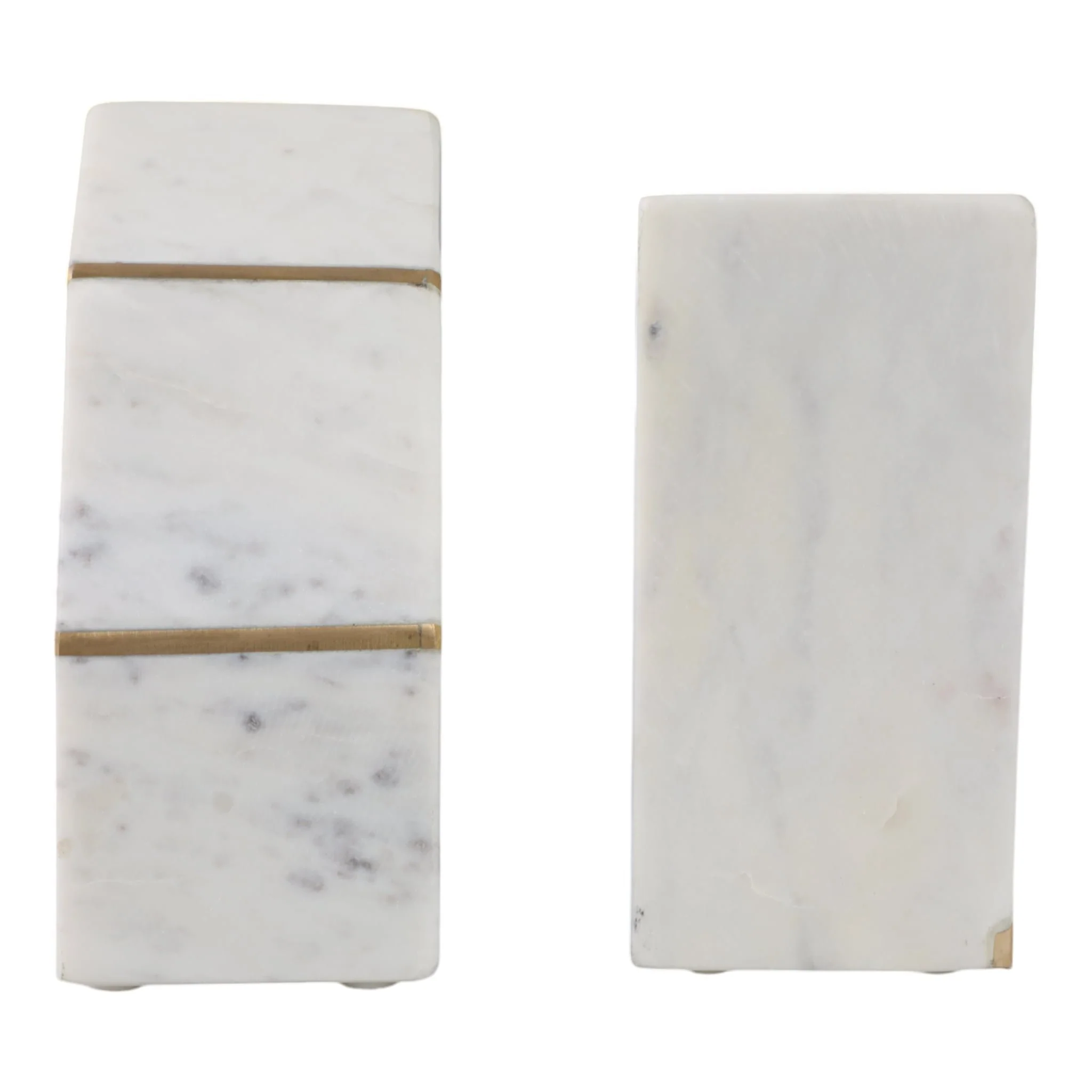 S/2 Marble 5"h Accent Bookends W/gold Inlays,wht - Image 4