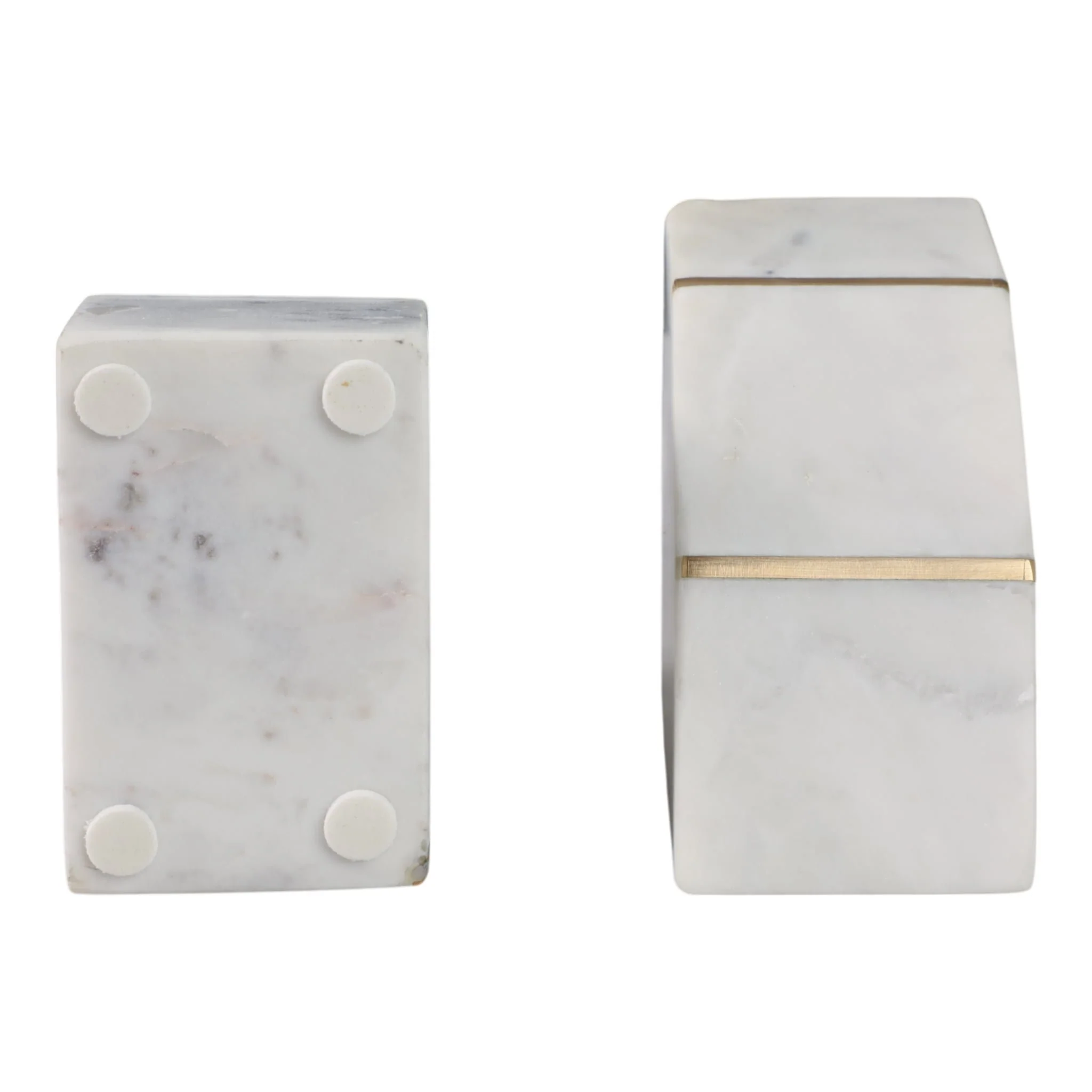 S/2 Marble 5"h Accent Bookends W/gold Inlays,wht - Image 5