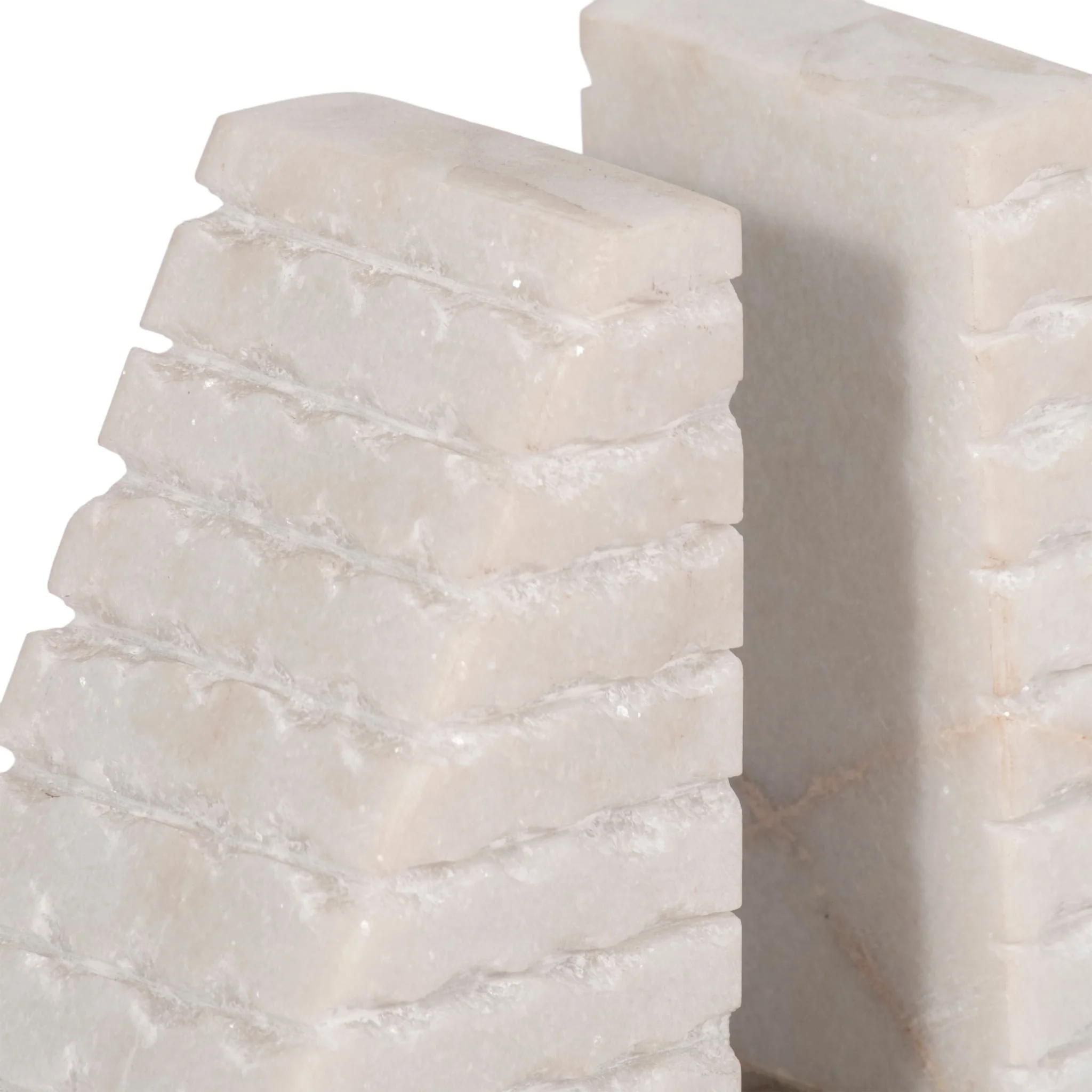 S/2 Marble 6"h Pyramid Bookends, White/onyx - Image 4