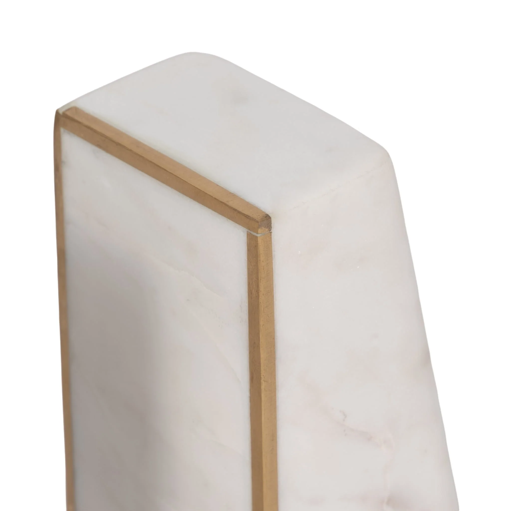 S/2 Marble 6"h Slanted Bookends W/gold Trim,white - Image 5