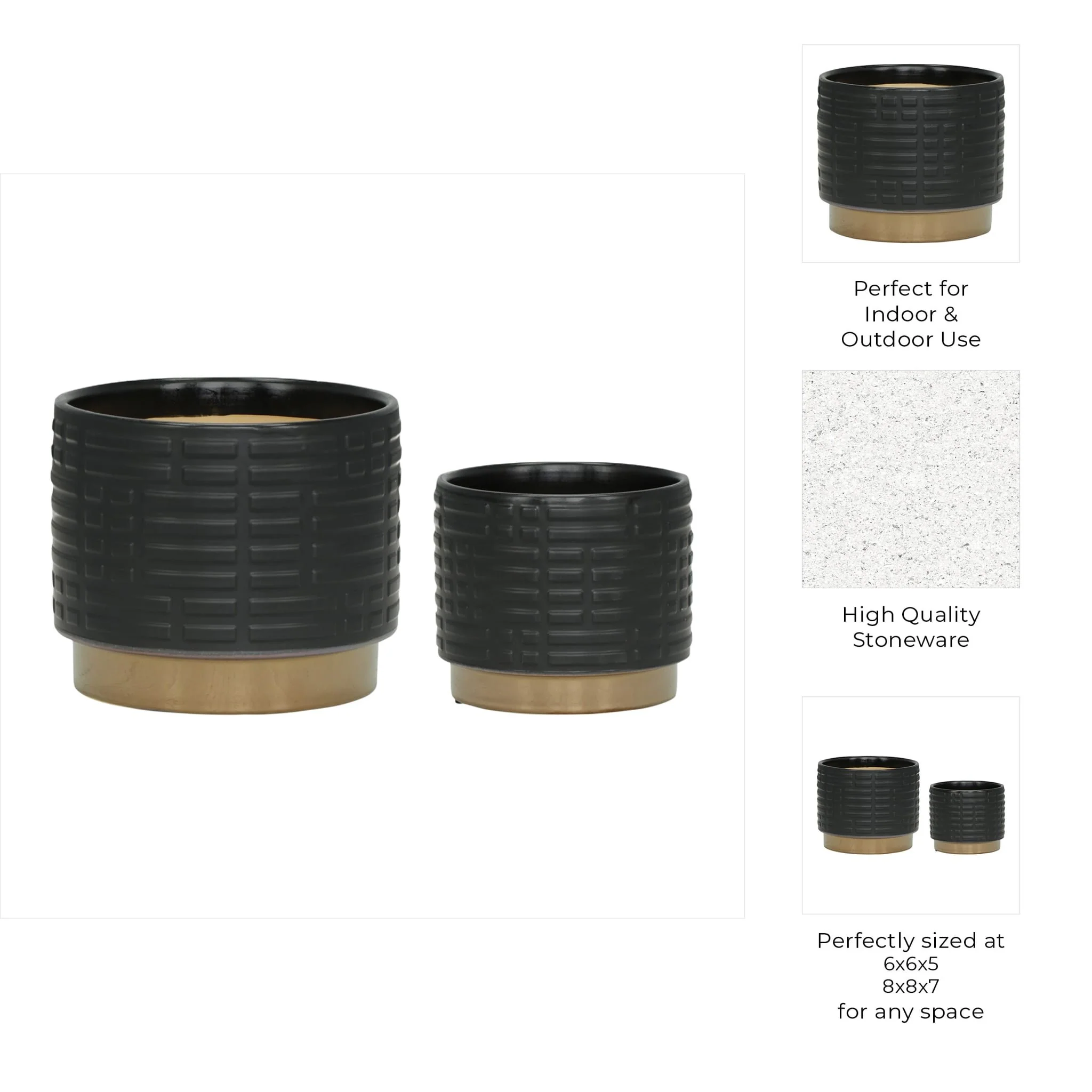 S/2 Maze Metallic Planters  6/8", Black - Image 9