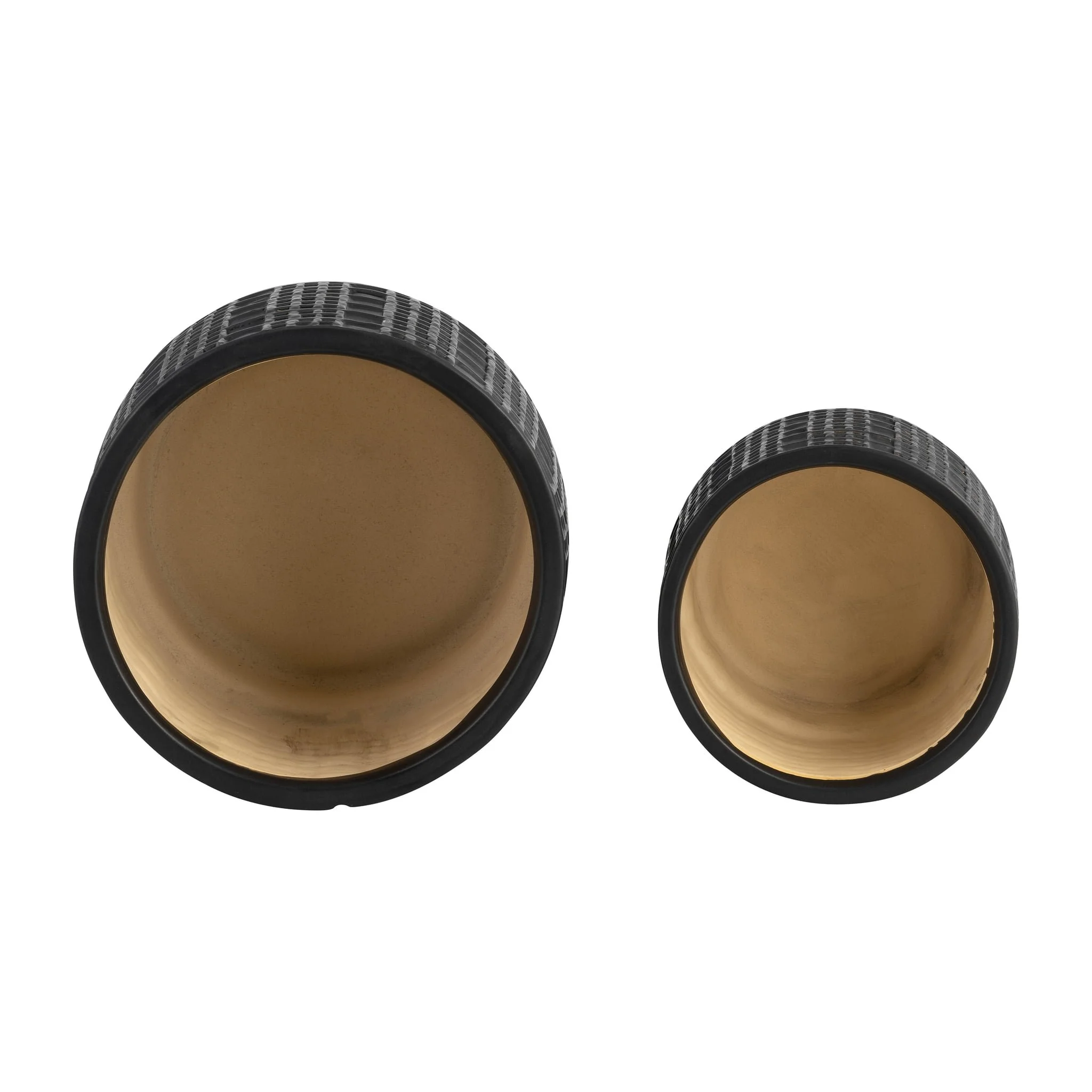 S/2 Mesh Metallic Planters  6/8", Black - Image 2