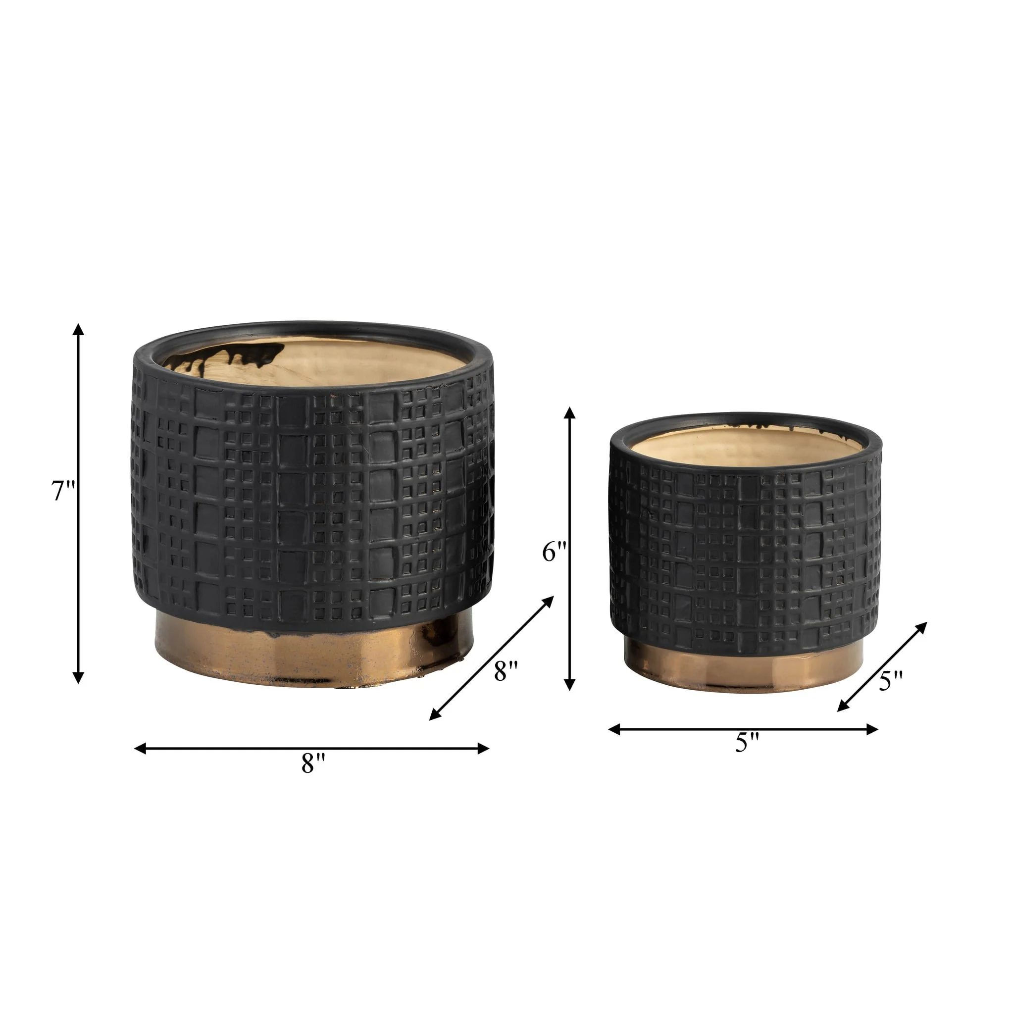 S/2 Mesh Metallic Planters  6/8", Black - Image 3
