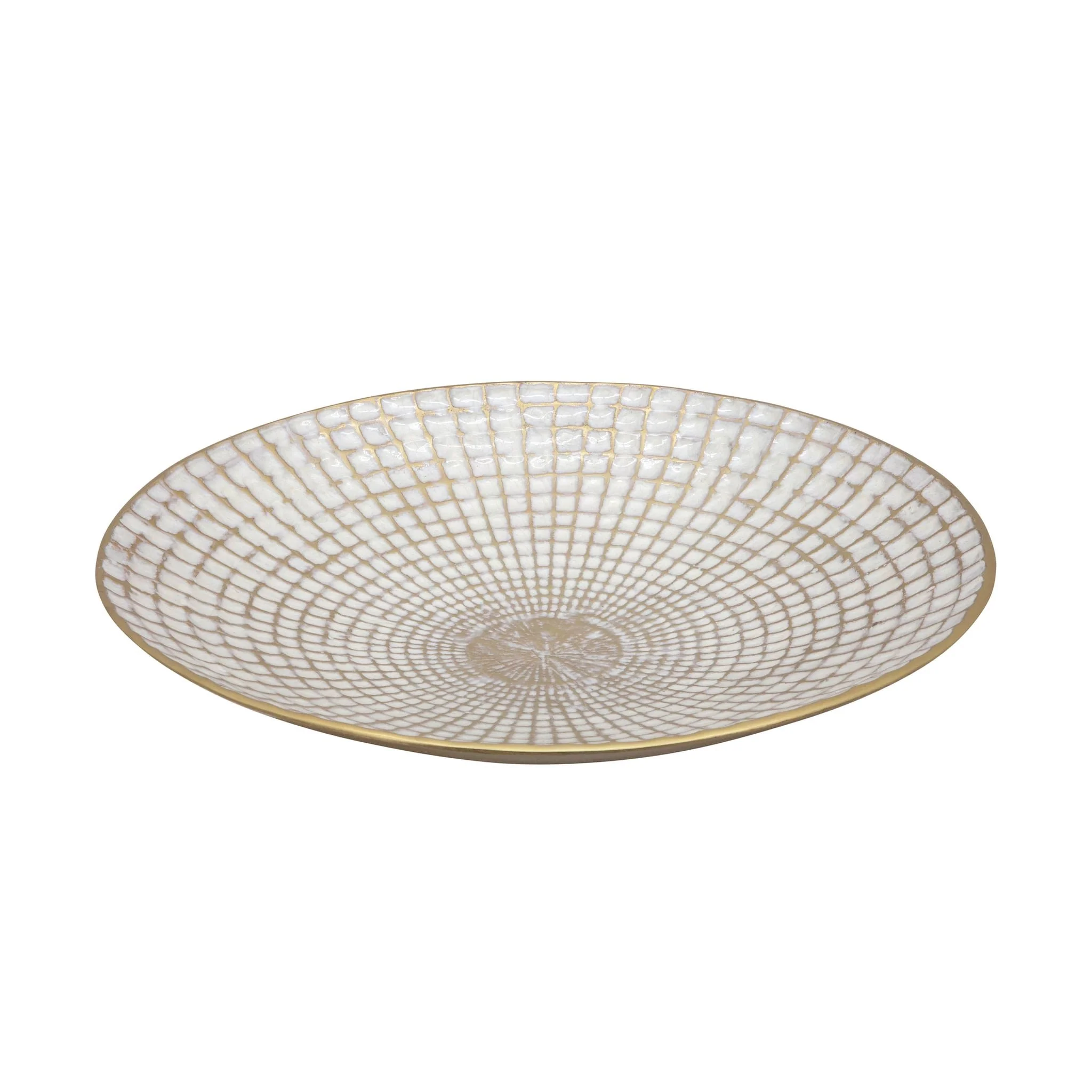 S/2 Metal 18/21" Round Plates, Ivory/champagne - Image 3