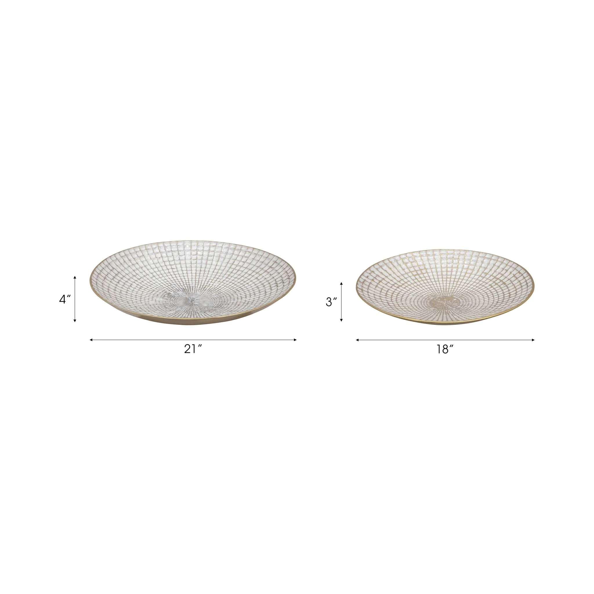 S/2 Metal 18/21" Round Plates, Ivory/champagne - Image 4