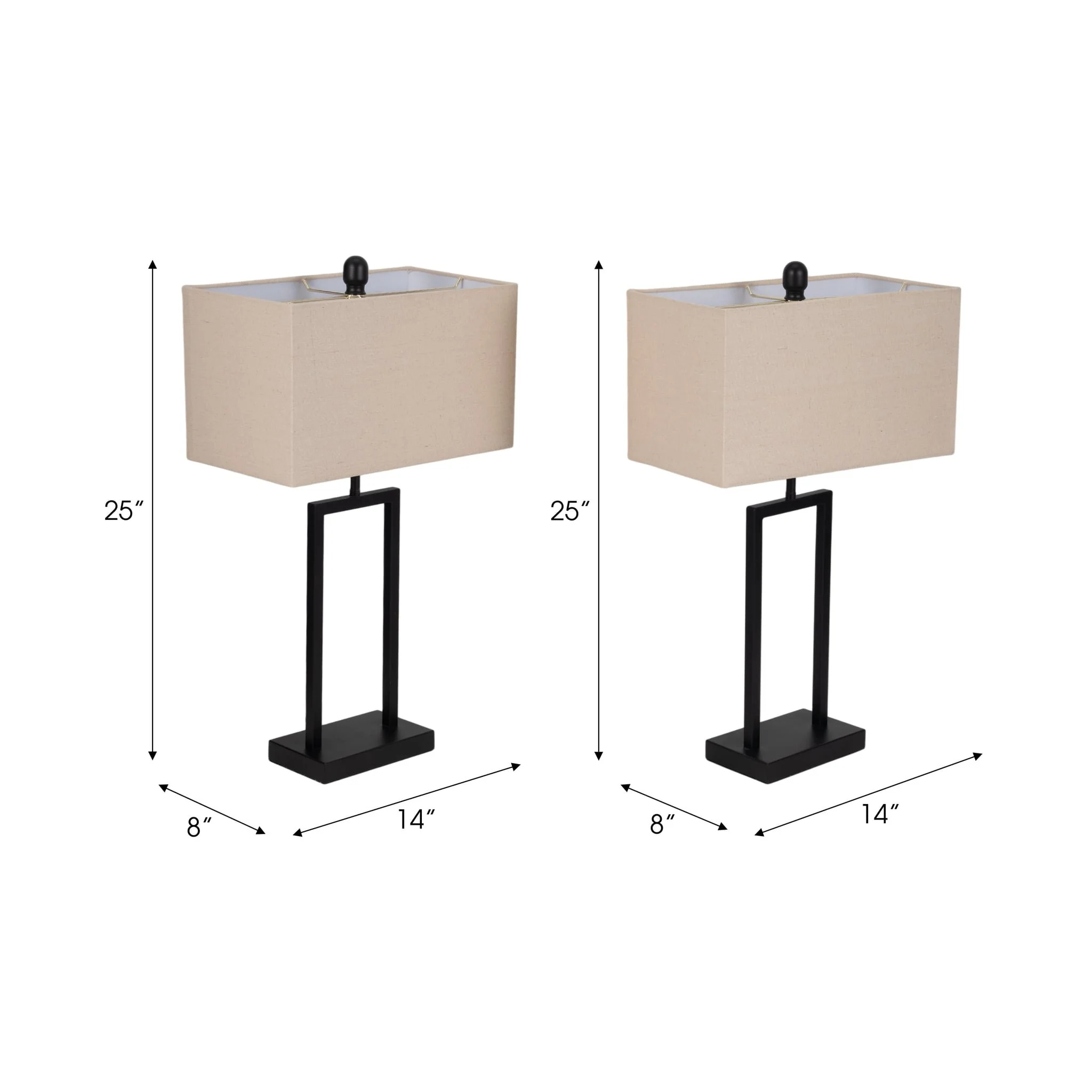 S/2 Metal 25" Table Lamp, Black - Image 8