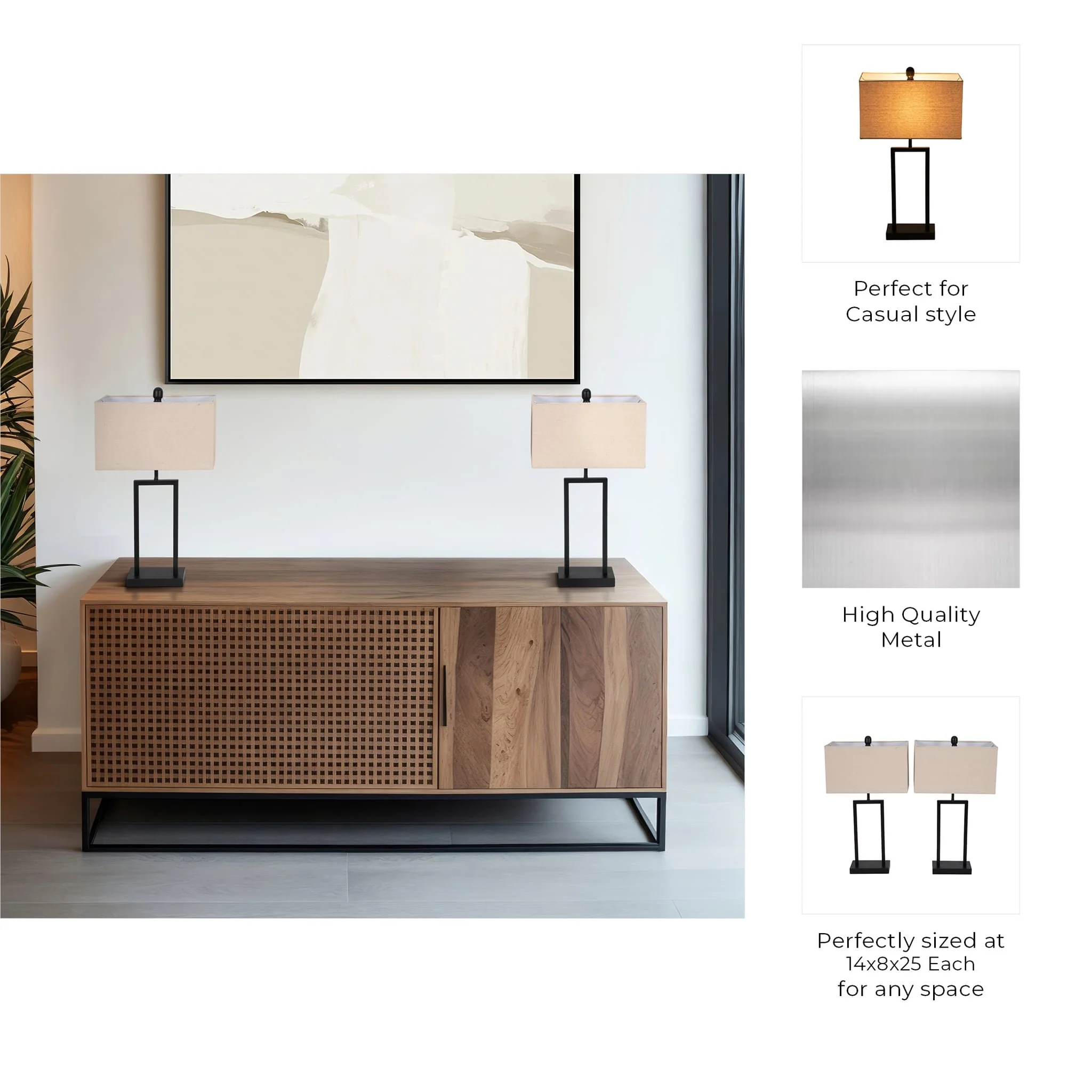 S/2 Metal 25" Table Lamp, Black - Image 9