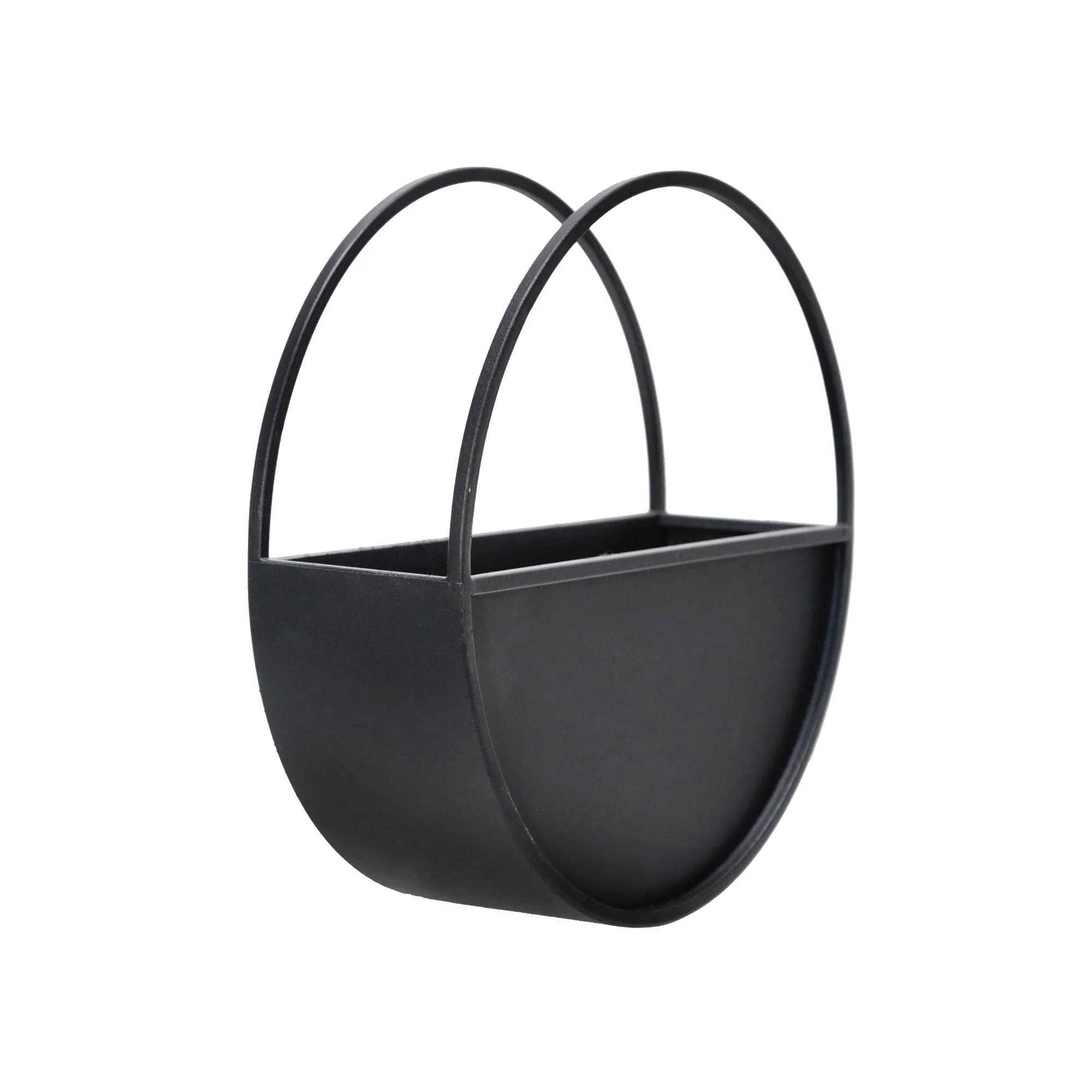 S/2 Metal 9/12" Round Wall Planters, Black - Image 3