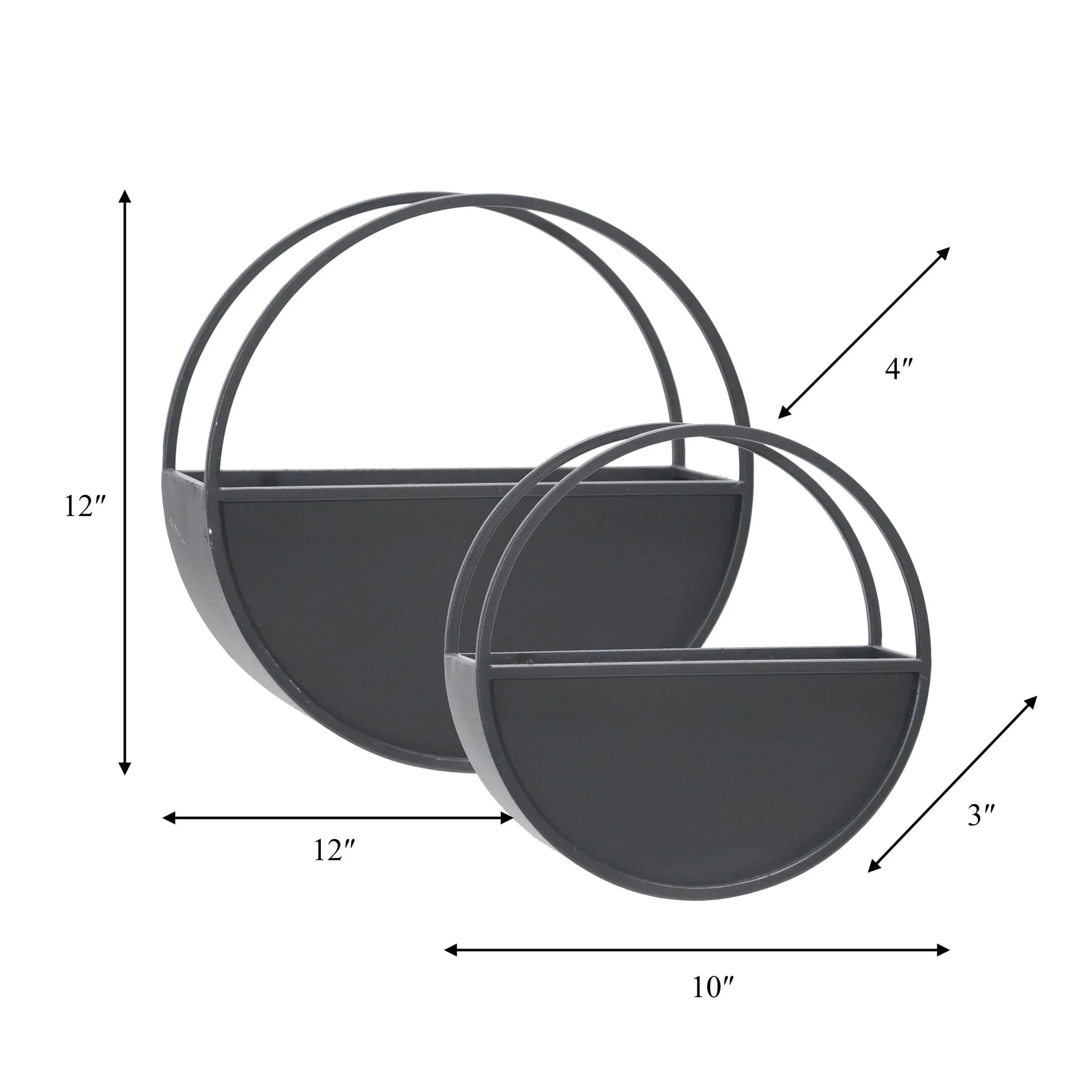 S/2 Metal 9/12" Round Wall Planters, Black - Image 8