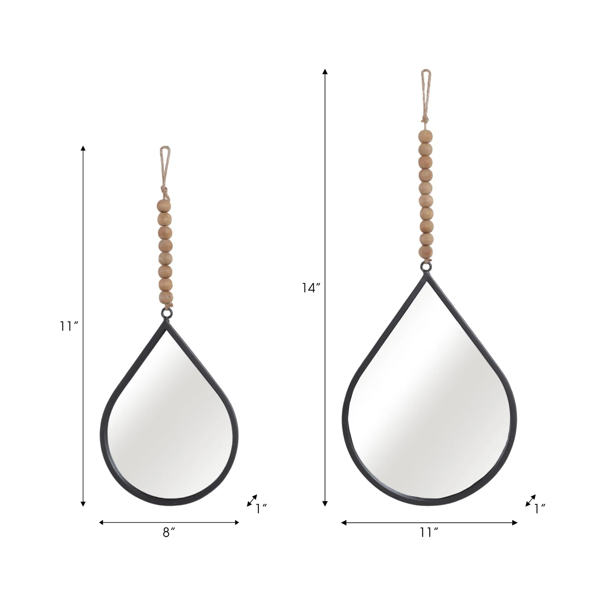 S/2 Metal Teardrop Wall Mirror, Gunmetal Wb - Image 7