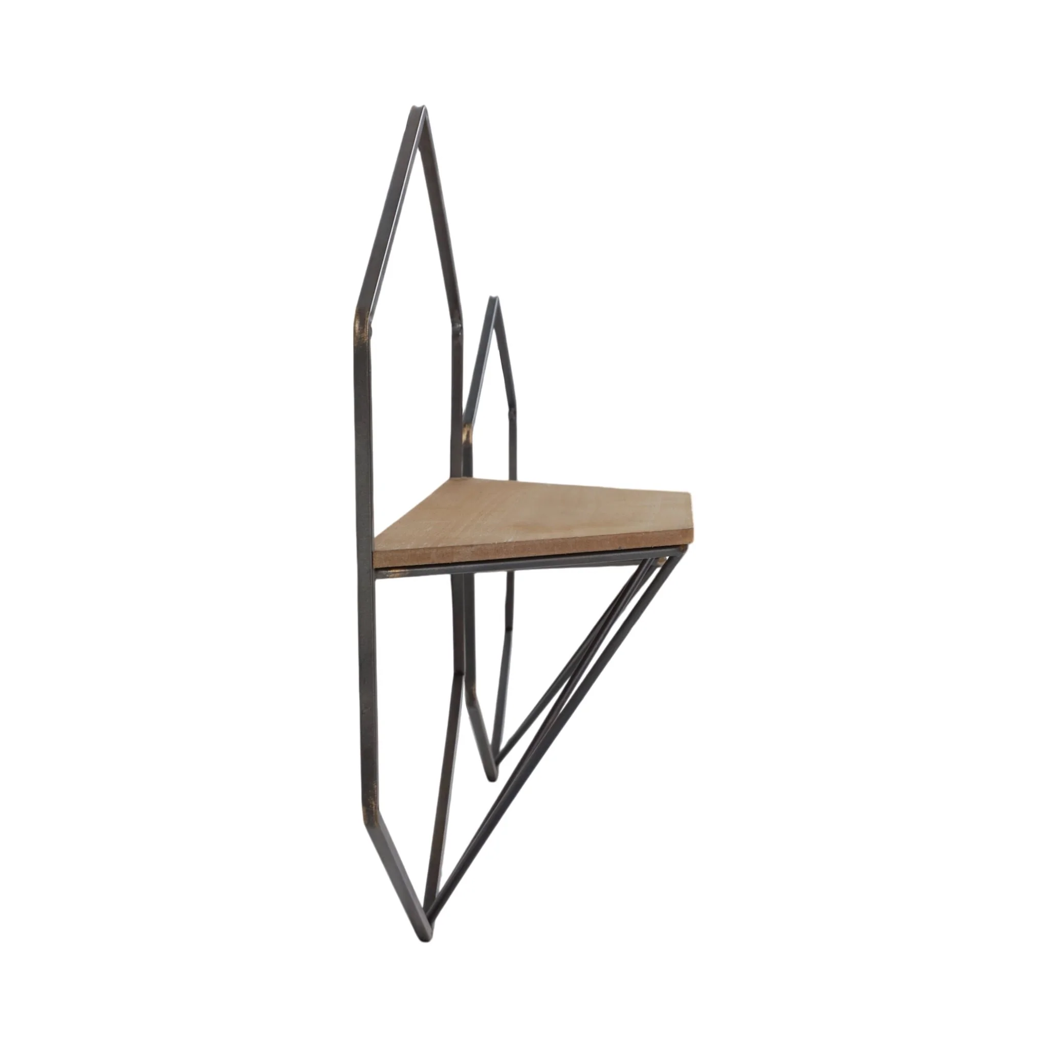 S/2 Metal / Wood Hexagon Wall Shelves, Brown - Image 3
