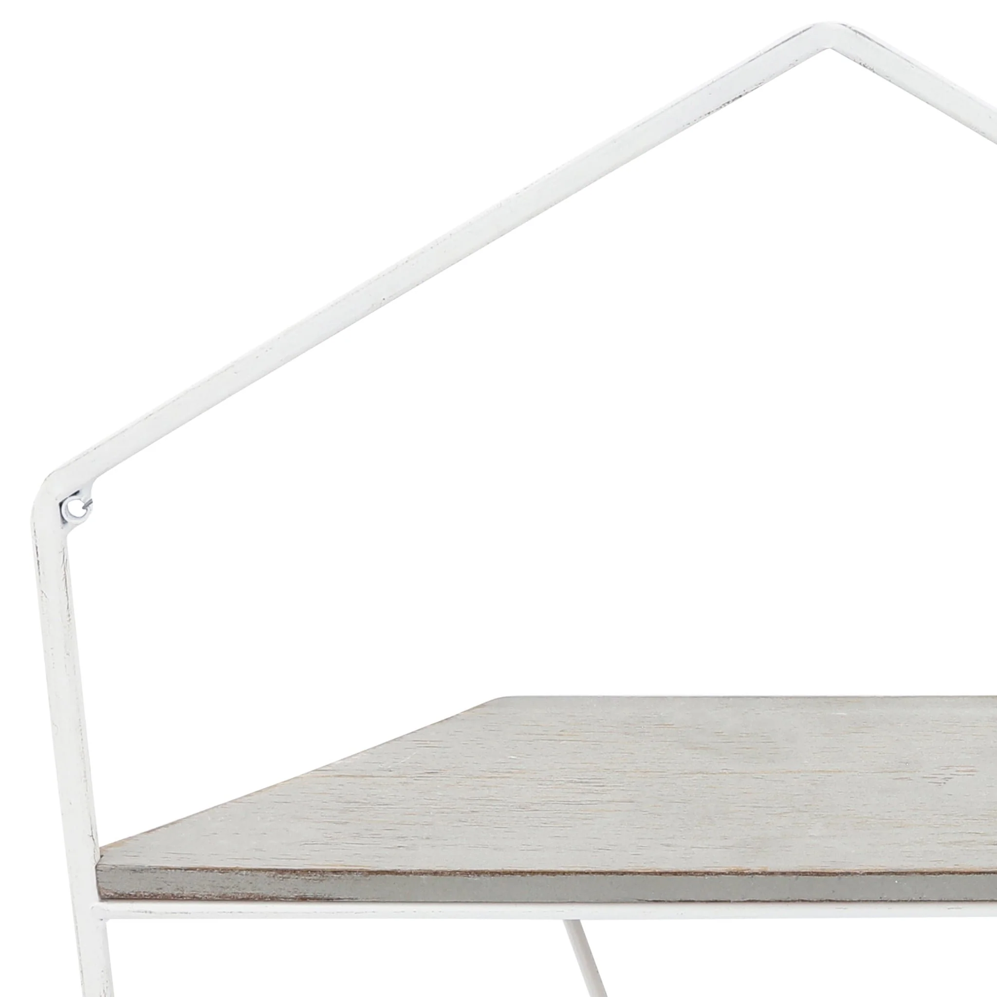 S/2 Metal / Wood Hexagon Wall Shelves, Wht/gray - Image 7