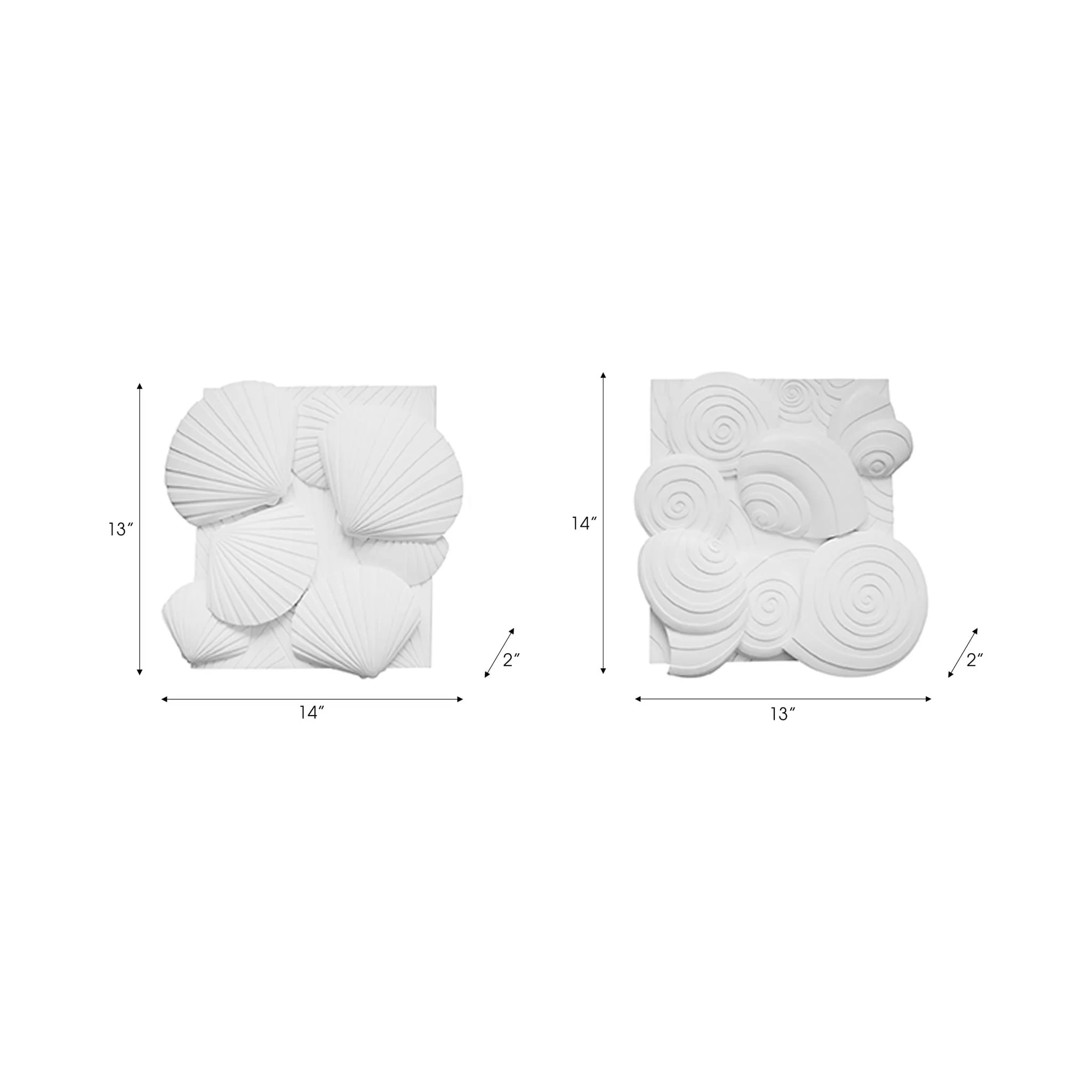 S/2 Resin Sea Shell Wall Decor, White - Image 2