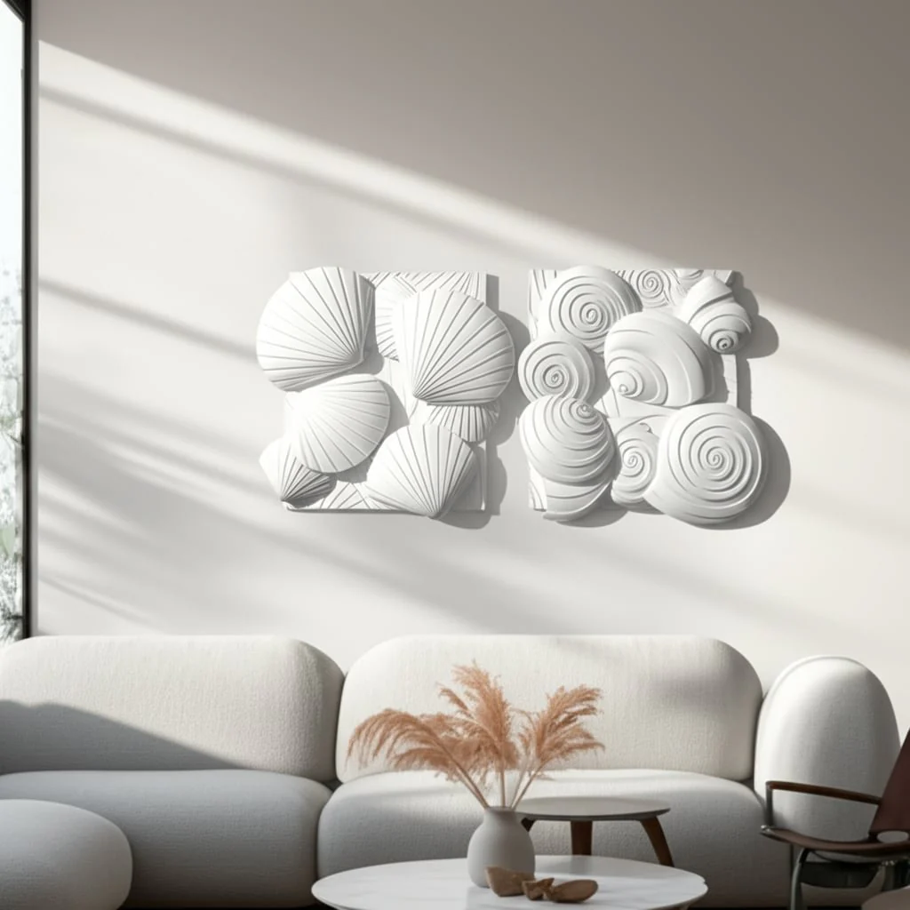 S/2 Resin Sea Shell Wall Decor, White - Image 5