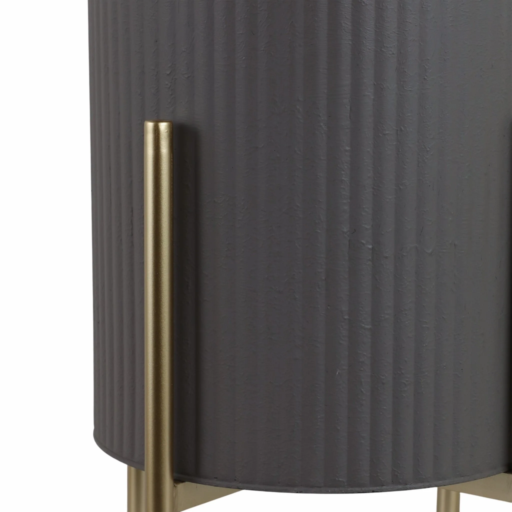 S/2 Ridges Planter On Metal Stand, Gray/gld - Image 6