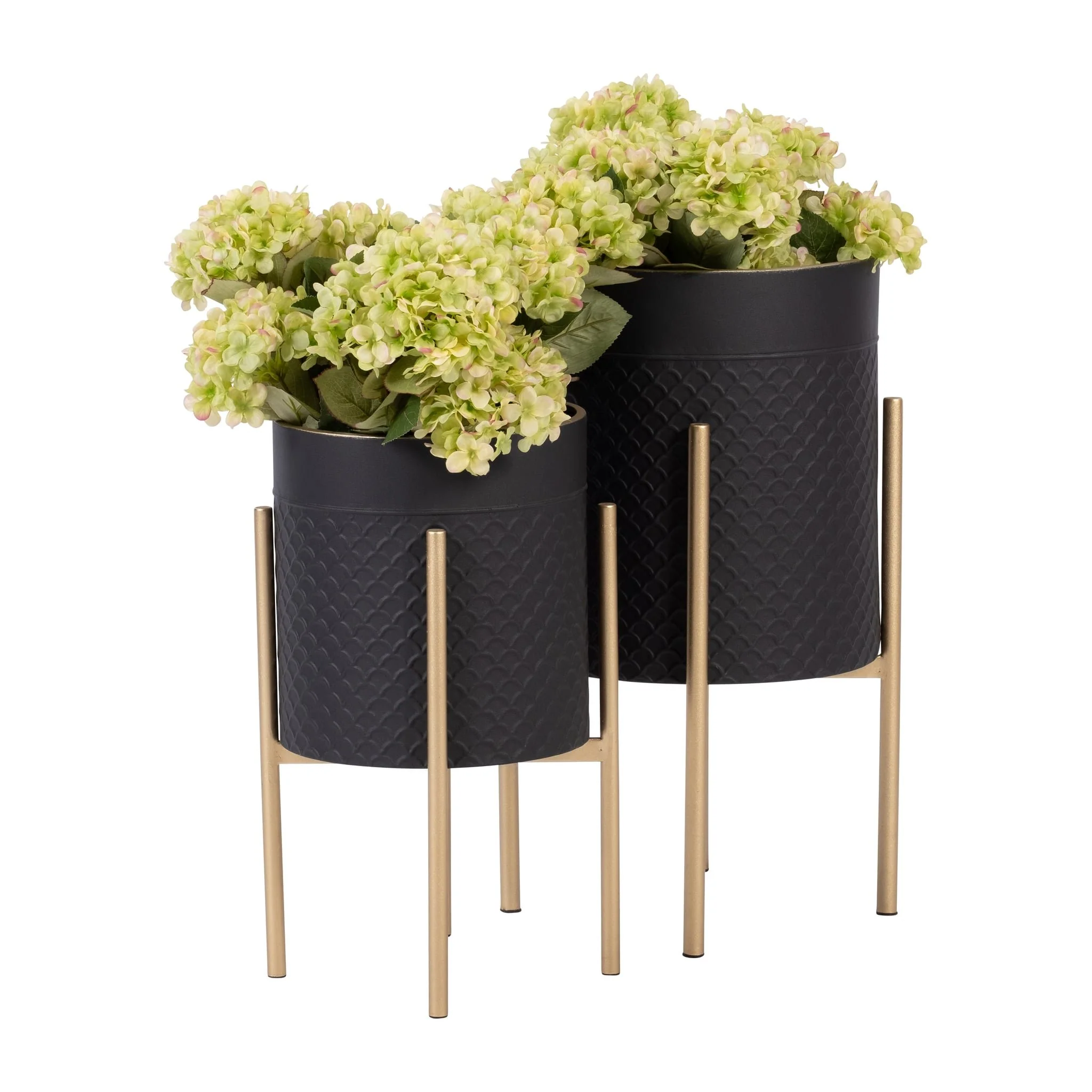 S/2 Scales Planter On Metal Stand, Blk/gld - Image 2