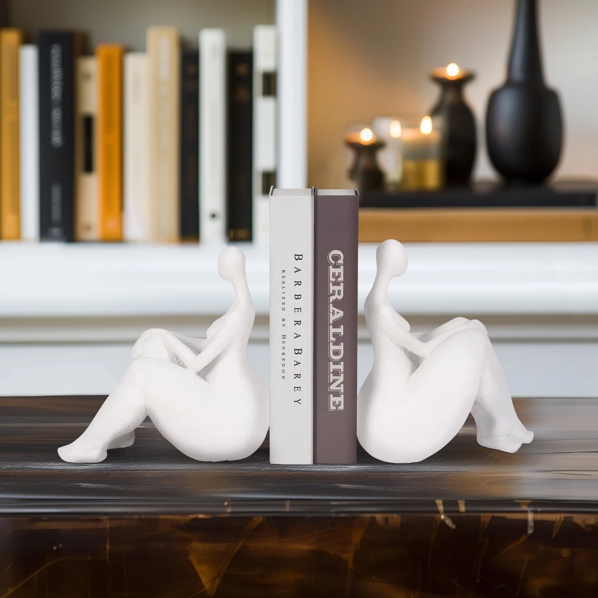 S/2 Sitting Ladies Bookends, White - Image 9
