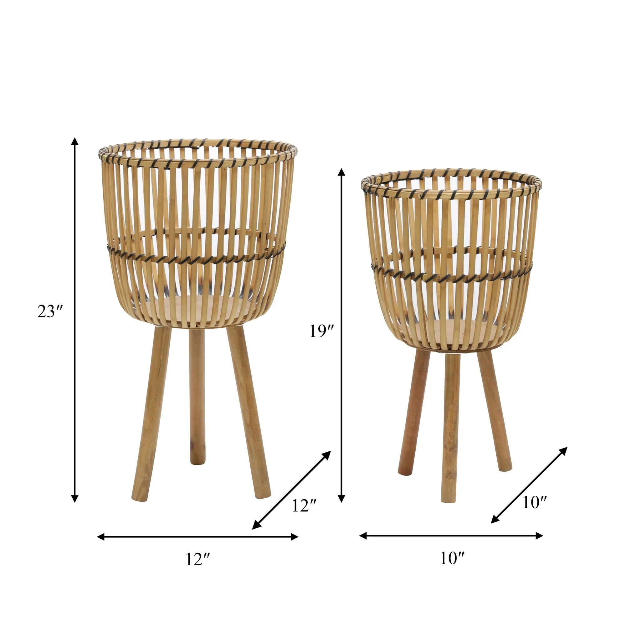 S/2 Wicker Footed Planters 10/12", Natural - Image 6