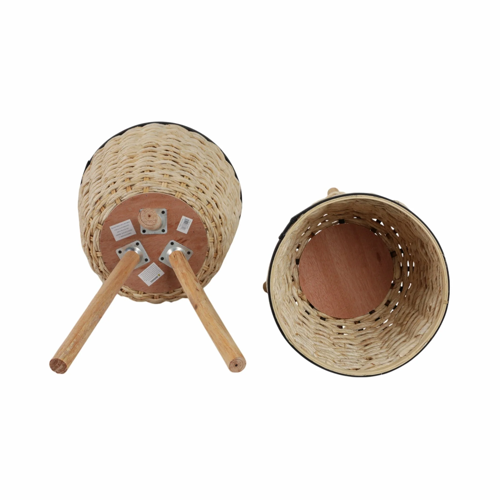 S/2 Wicker Footed Planters, White - Image 7