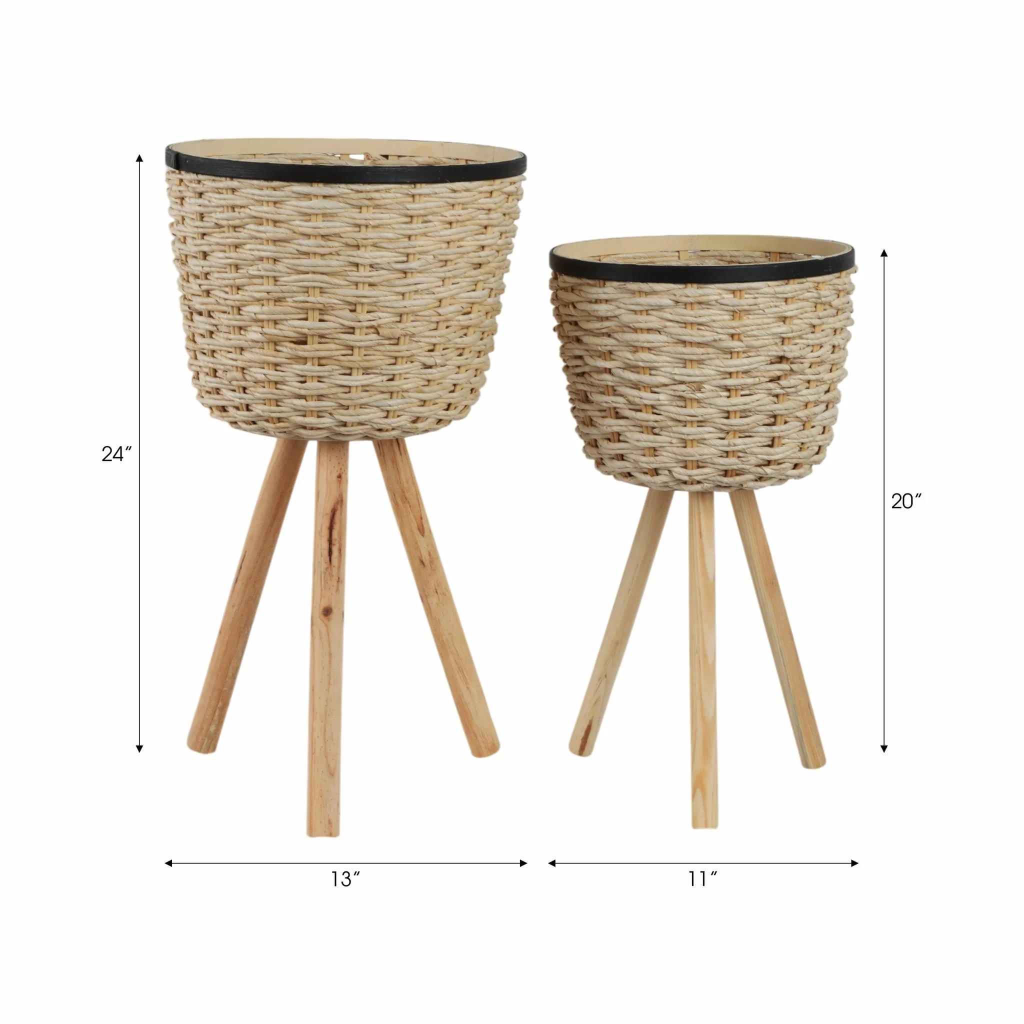 S/2 Wicker Footed Planters, White - Image 8