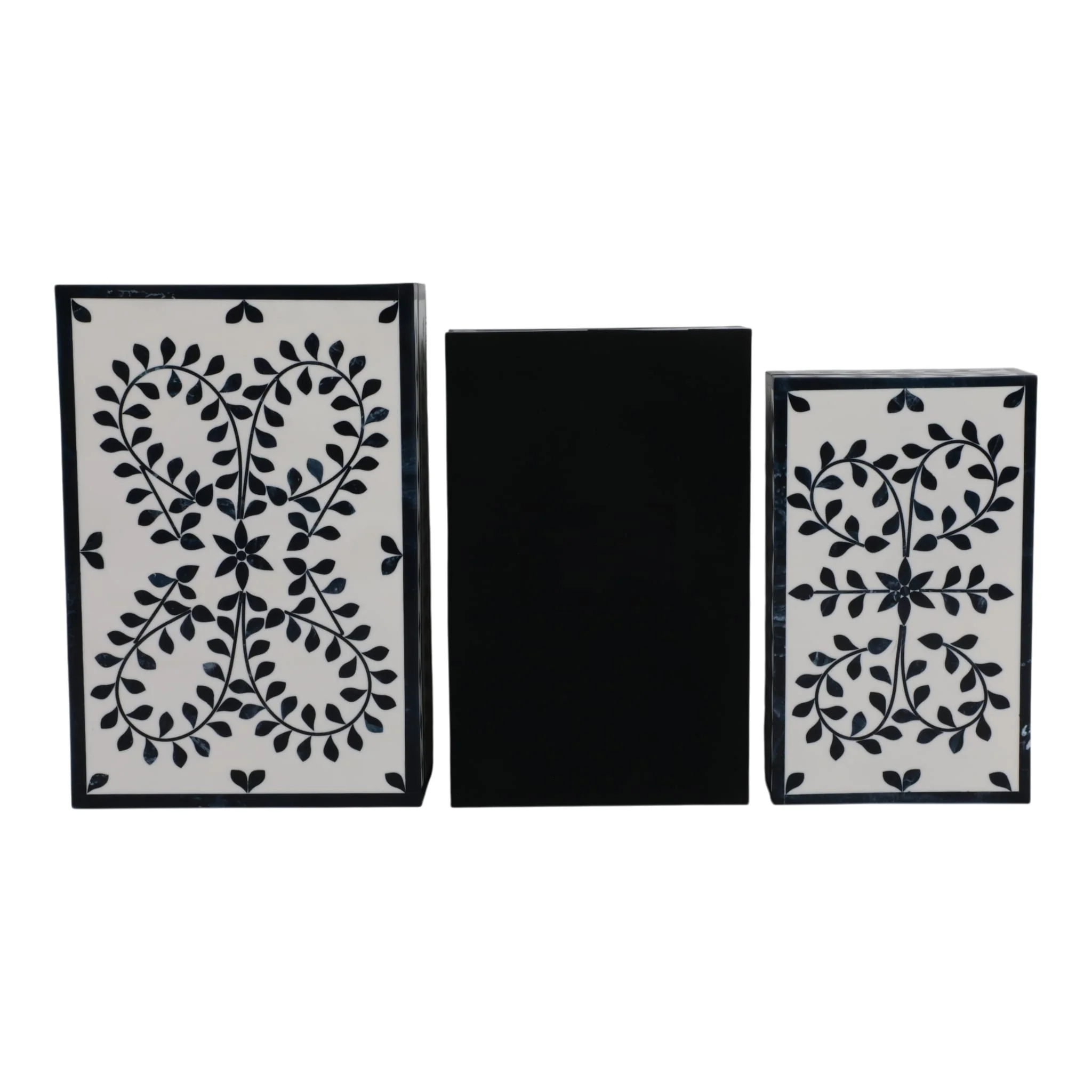 S/3 10/11/12" Blue Petals Boxes, White/blue - Image 6