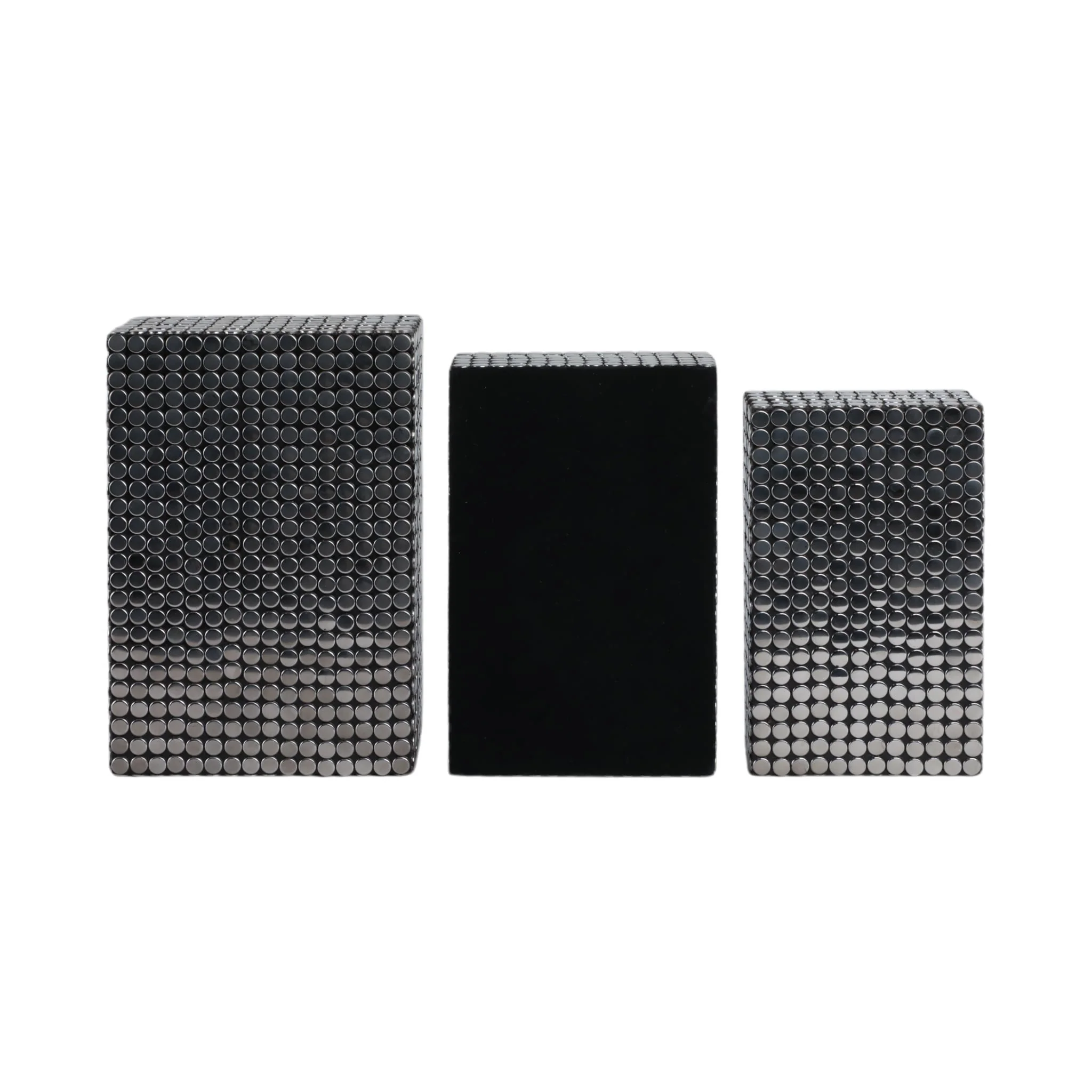 S/3 10/11/12" Studded Boxes, Black - Image 2