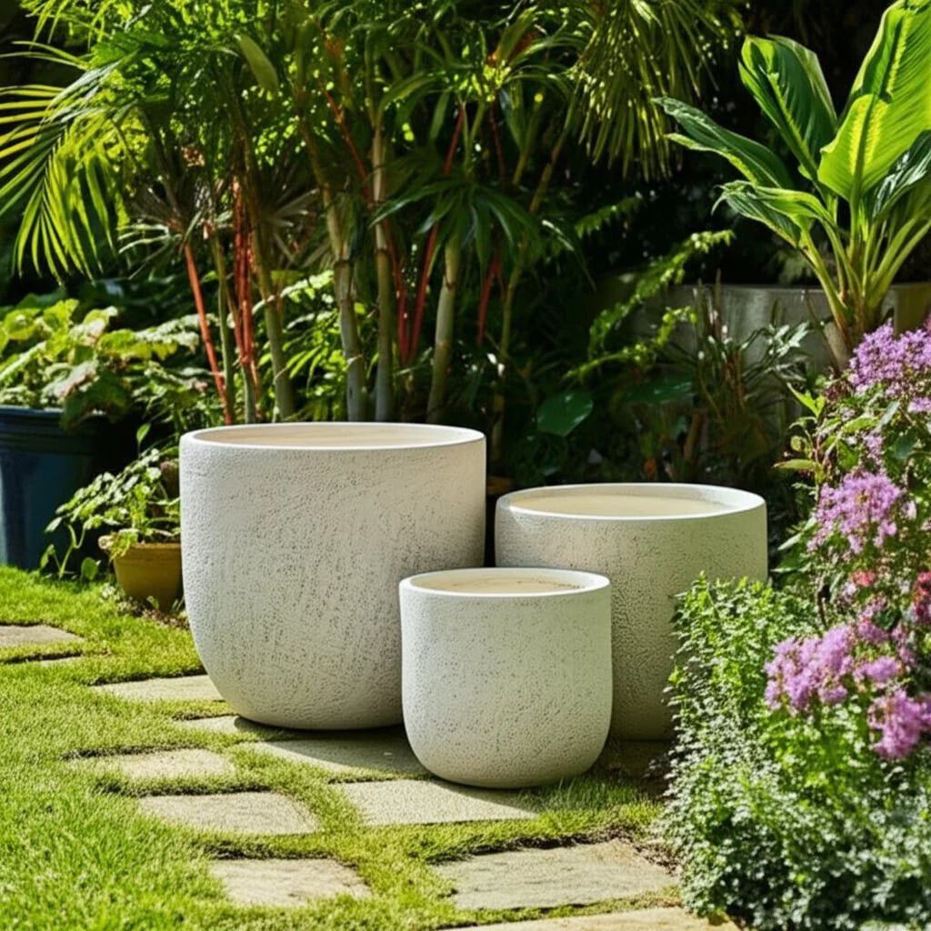 S/3 10/12/16" Cement Texture Resin Planters, Ivory - Image 10