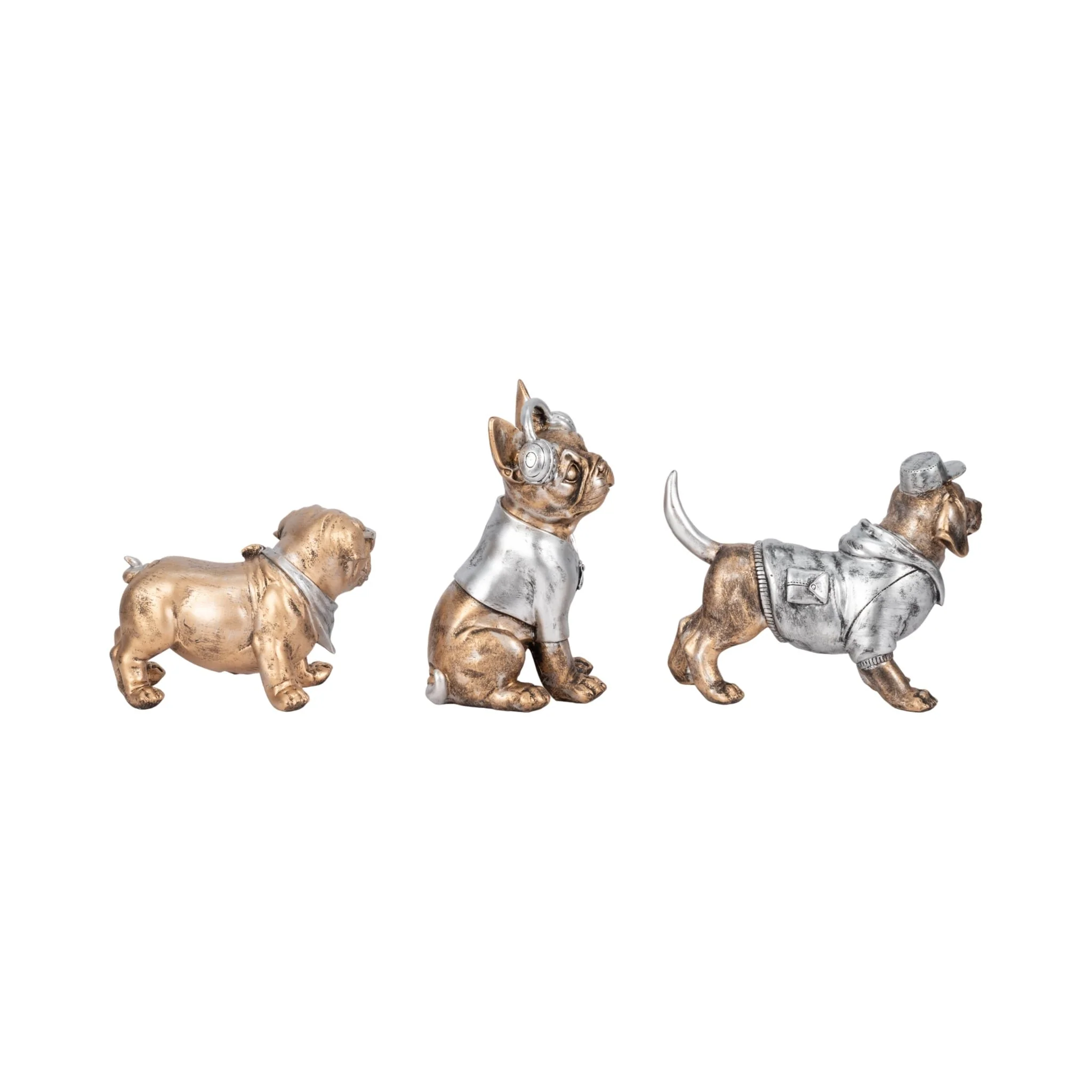 S/3 10" Cool Dogs Decor, Gold - Image 3