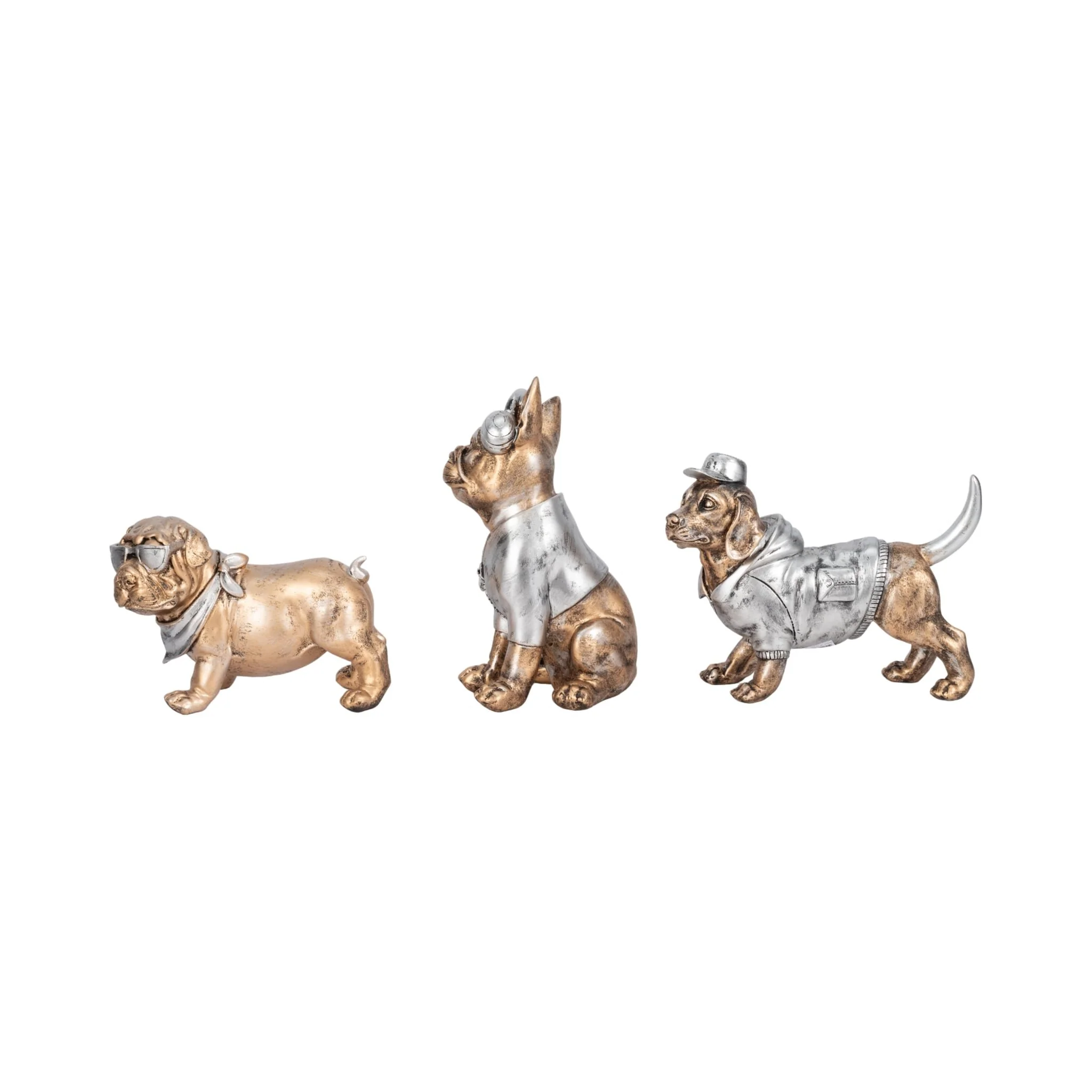 S/3 10" Cool Dogs Decor, Gold - Image 4