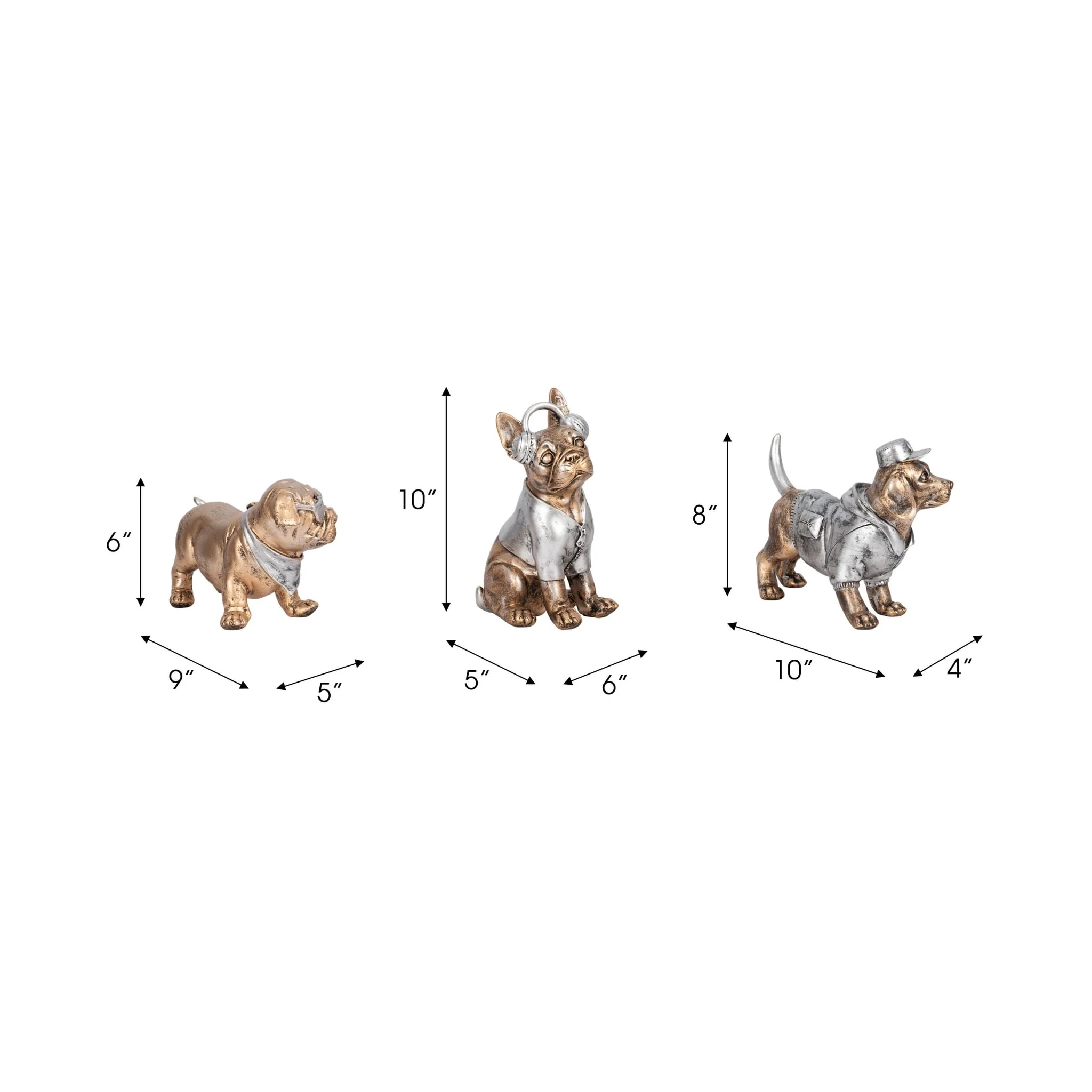 S/3 10" Cool Dogs Decor, Gold - Image 8