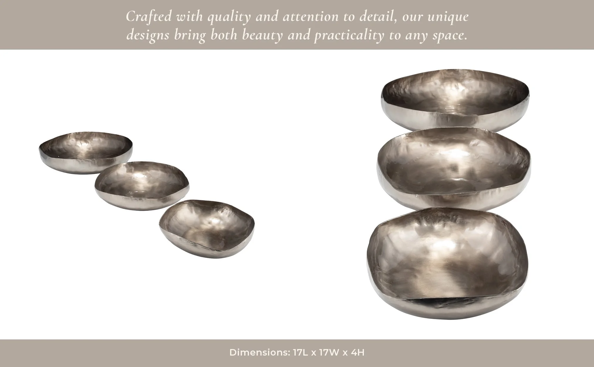 S/3 11/14/17"d Metal, Organic Shaped Bowls, Bronze - Image 11