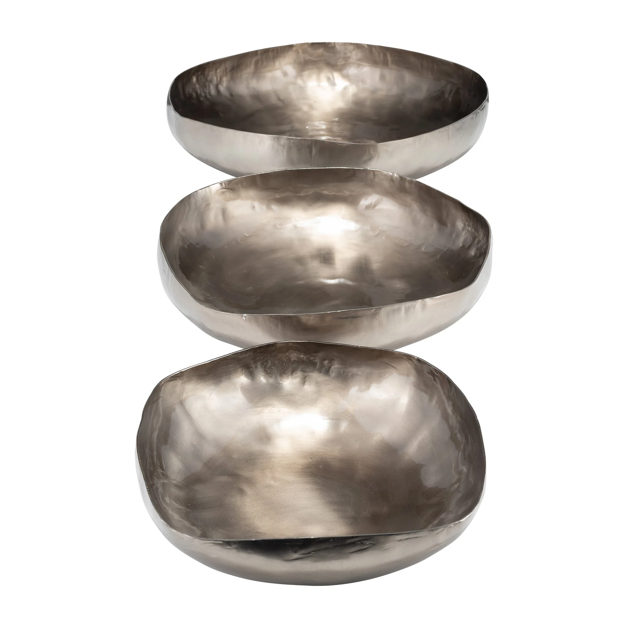 S/3 11/14/17"d Metal, Organic Shaped Bowls, Bronze - Image 2