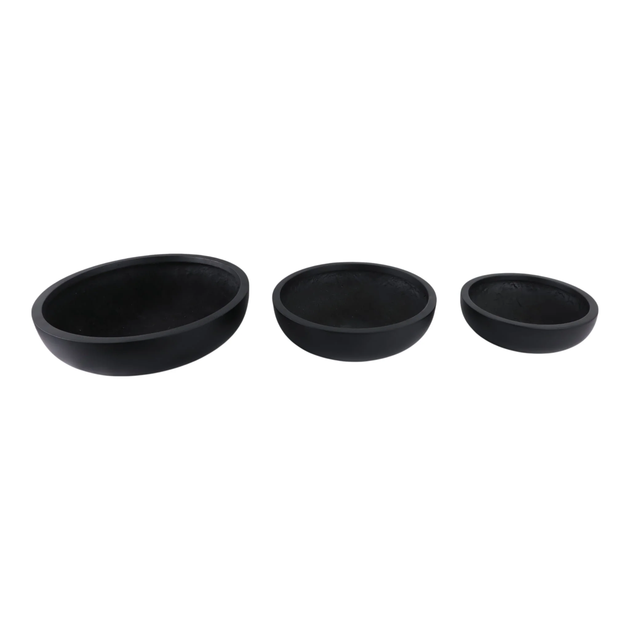 S/3 13/17/21" Low Bowl Planters, Black - Image 3
