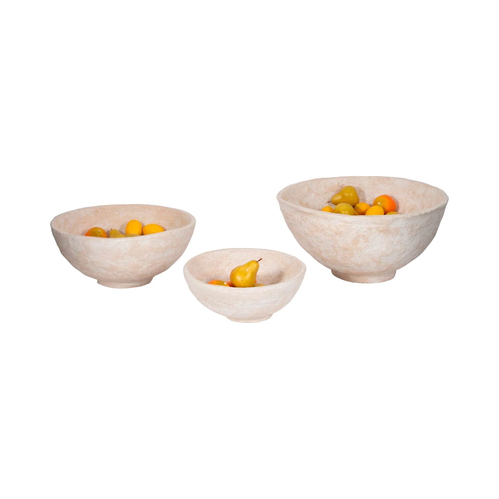 S/3 14/18/22" Paper Mache Bowls, White - Image 2