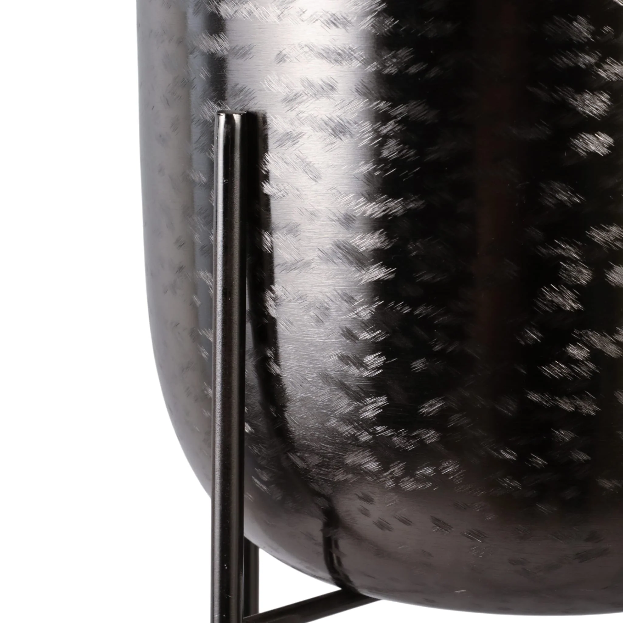 S/3 15/20/27" Etched Metal Planter On Stand, Black - Image 5