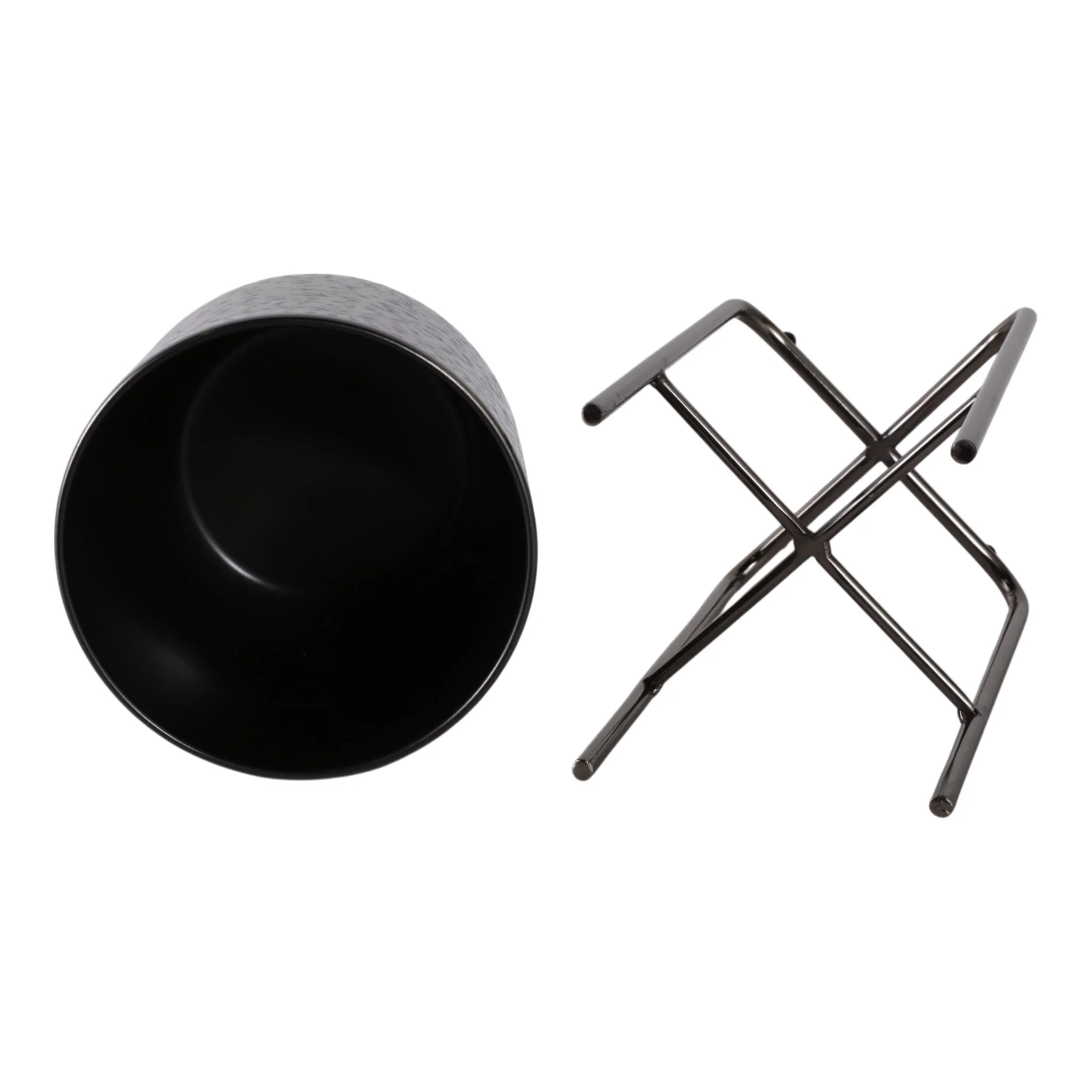 S/3 15/20/27" Etched Metal Planter On Stand, Black - Image 7