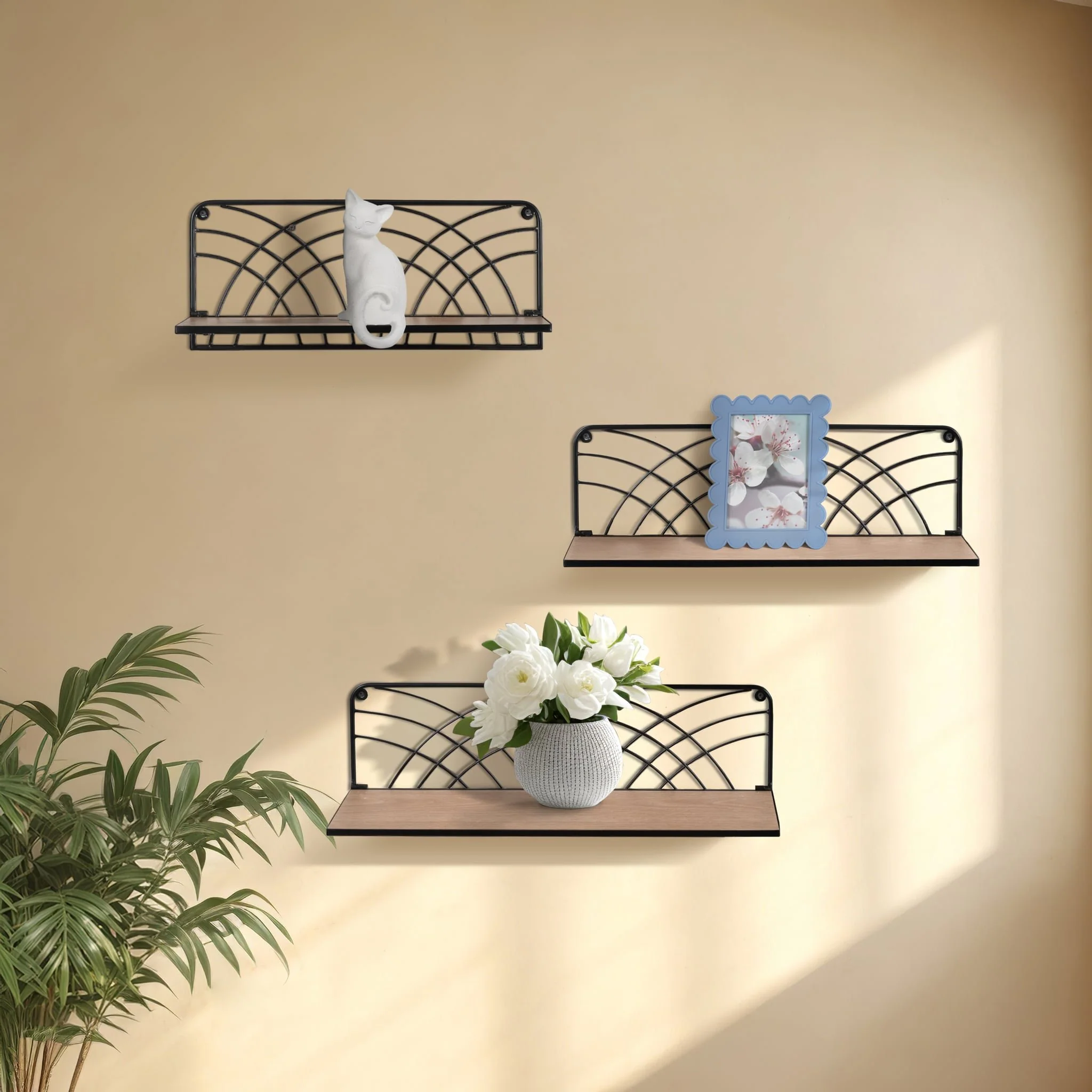 S/3 19/21/24" Wall Shelves, Natural/black - Image 9