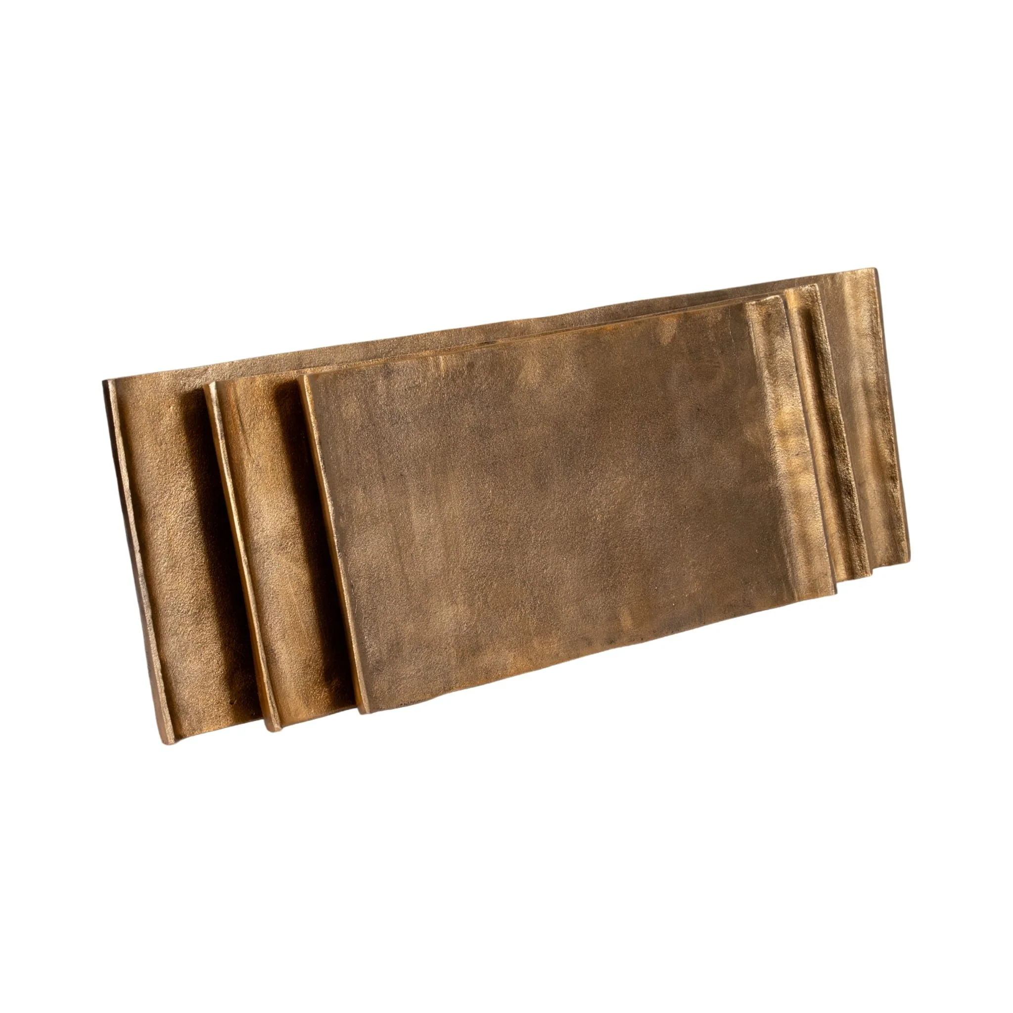 S/3 20/24/30" Rectangular Curled Trays, Antiqued G - Image 4