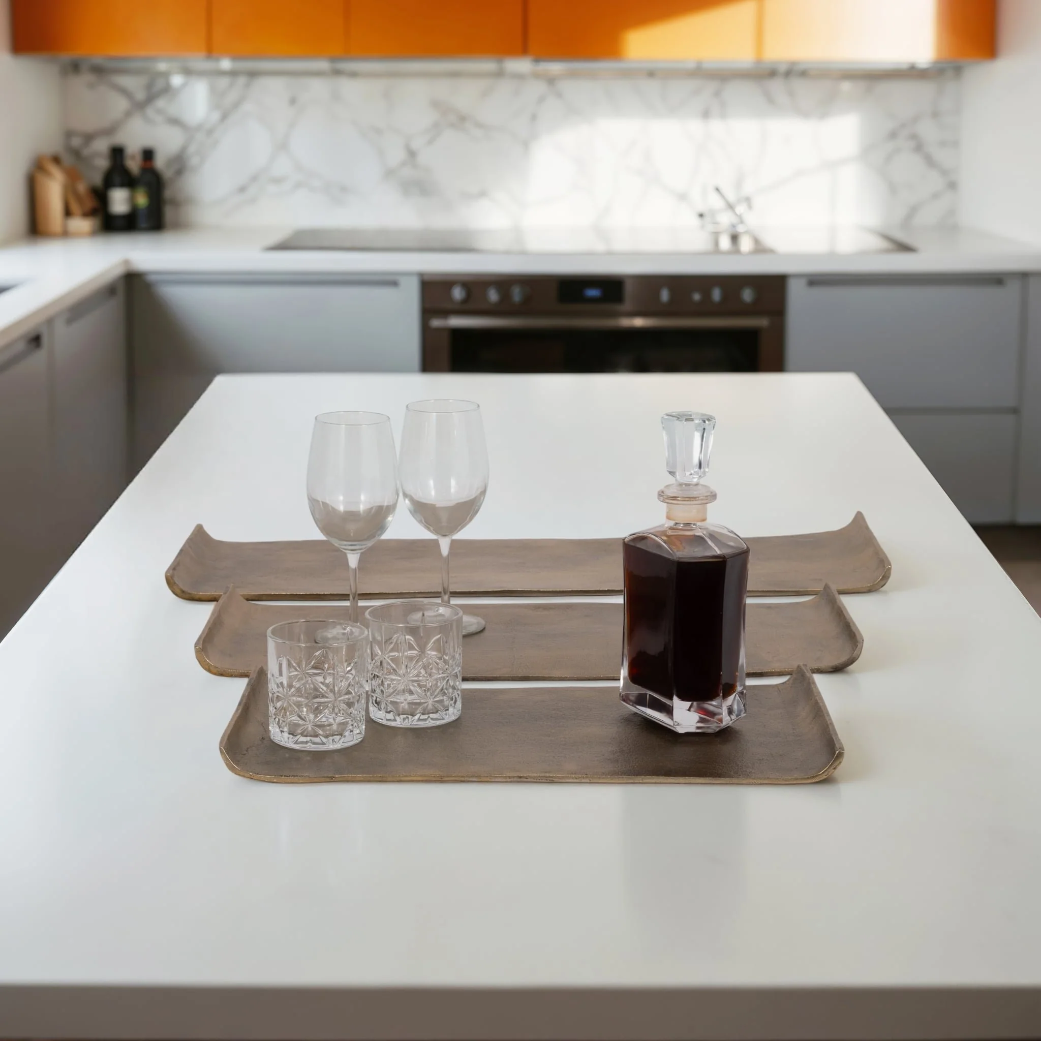 S/3 20/24/30" Rectangular Curled Trays, Antiqued G - Image 8