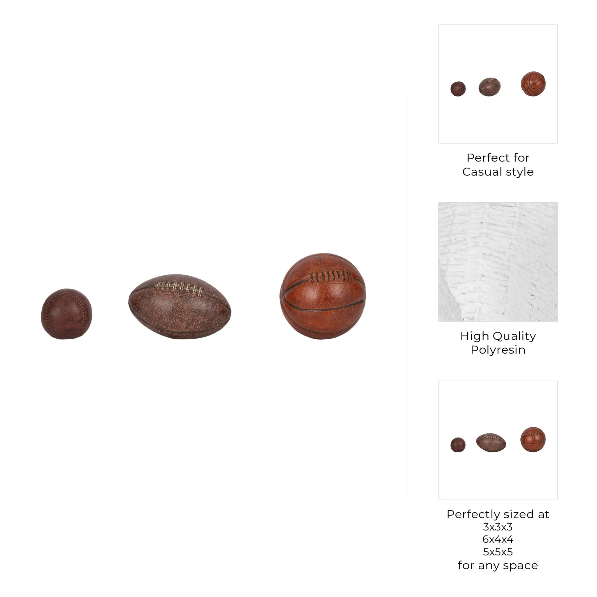 S/3 3/5/6" Sports Ball Objects, Multi - Image 7