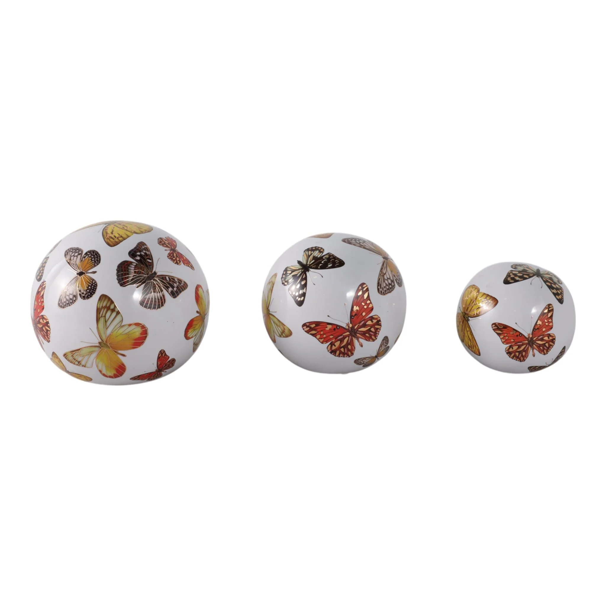 S/3 4/5/6" Butterfly Print Orbs, Multi - Image 3