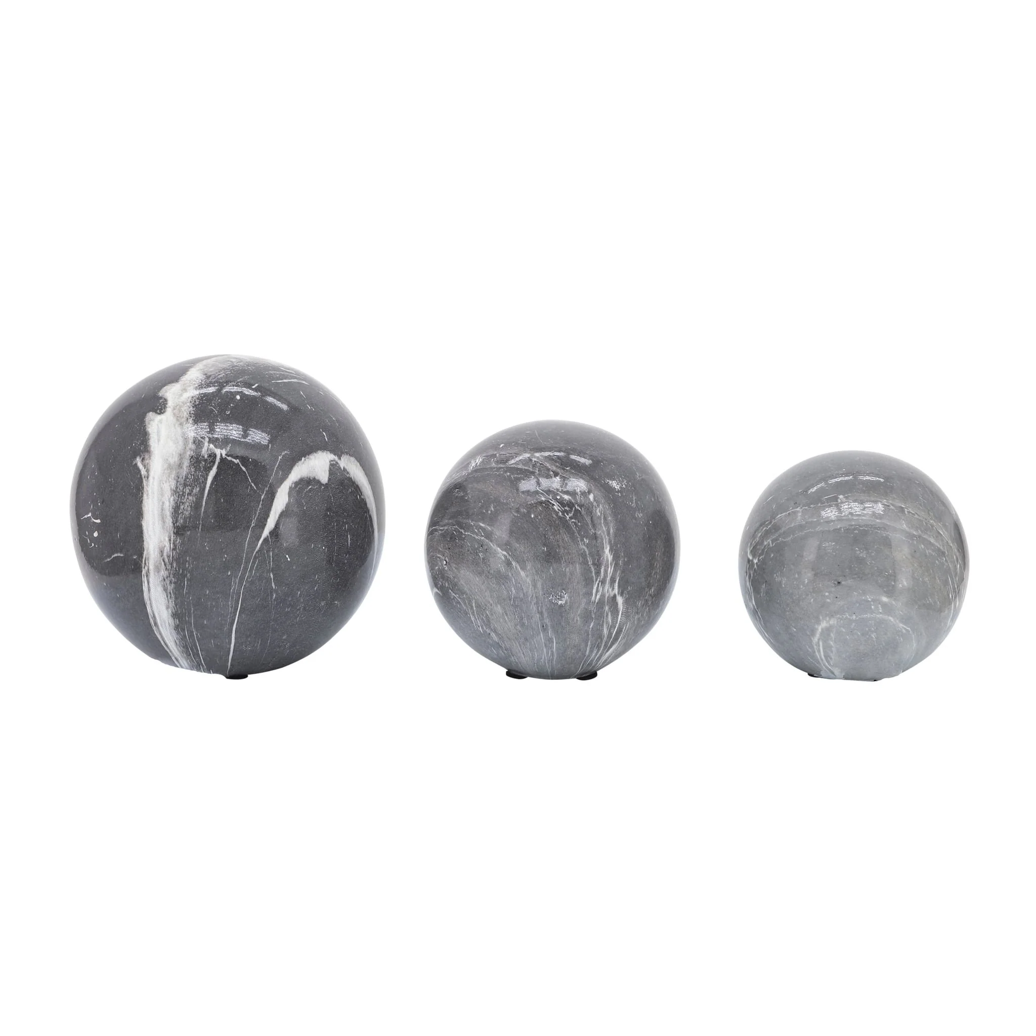S/3 4/5/6" Marble Look Orbs, Black/wht - Image 2