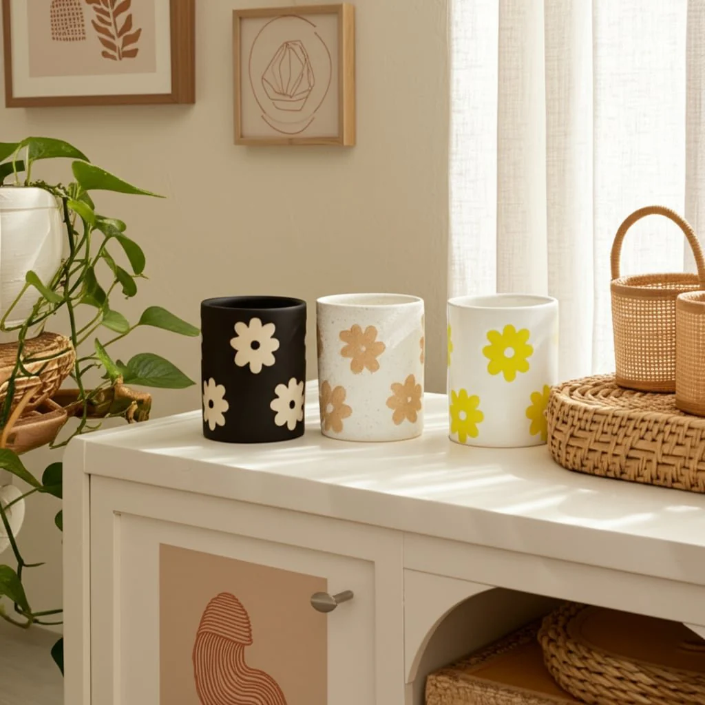 S/3 5" Flower Power Pencil Cups, Multi - Image 9